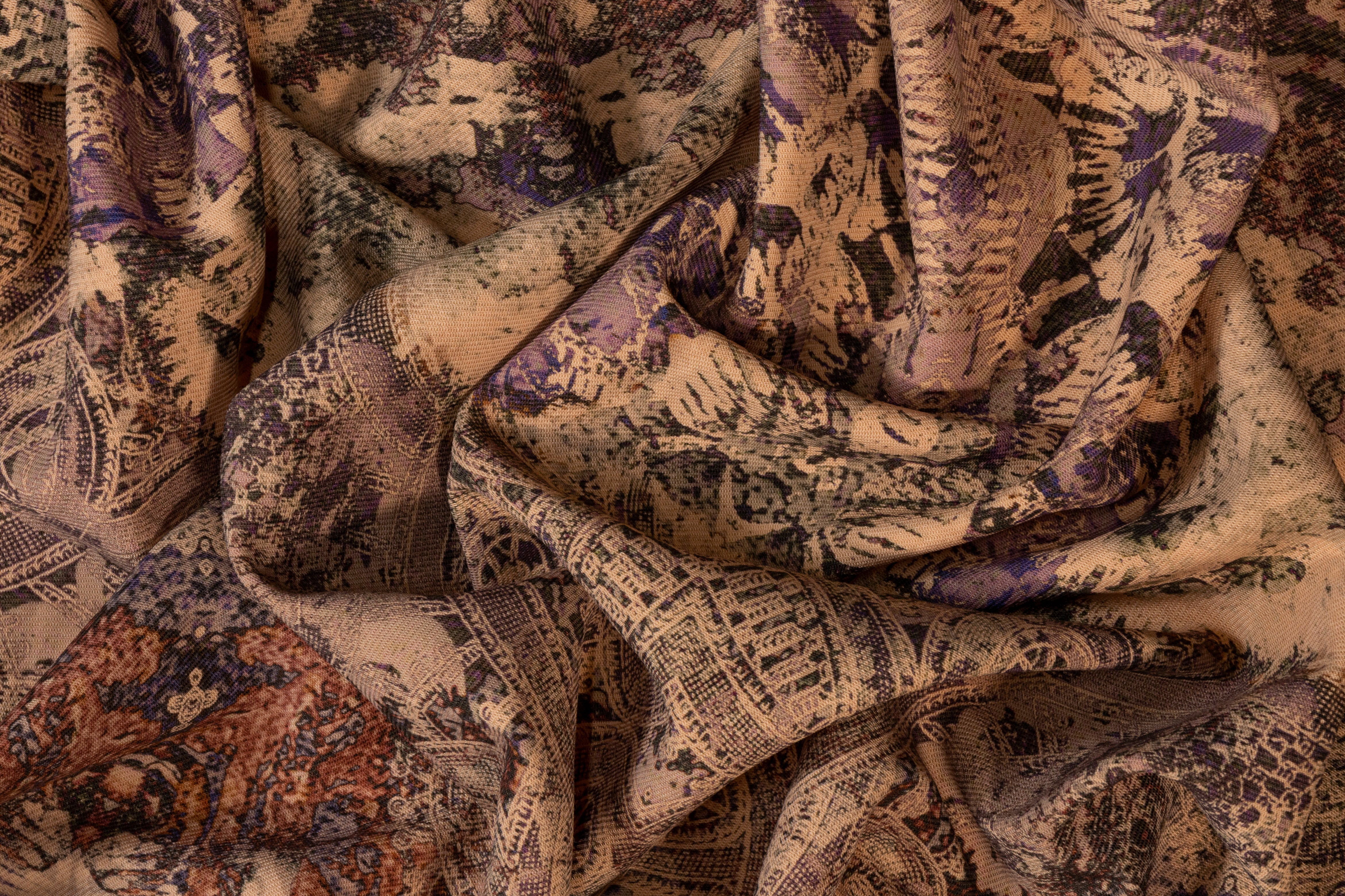 Abstract Heavy Italian Crepe - Multicolor