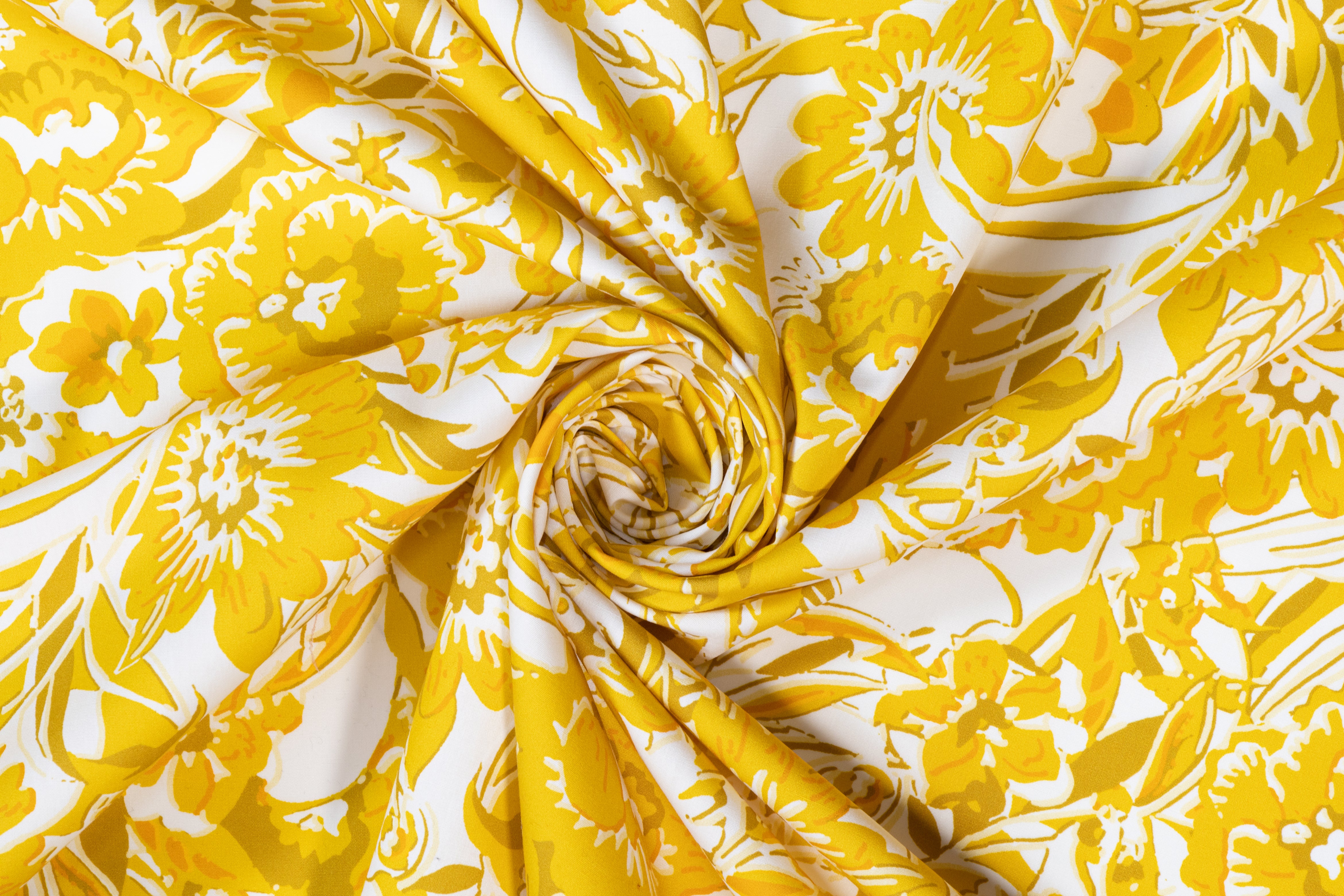 Floral Italian Cotton - Yellow, Khaki, Orange, White