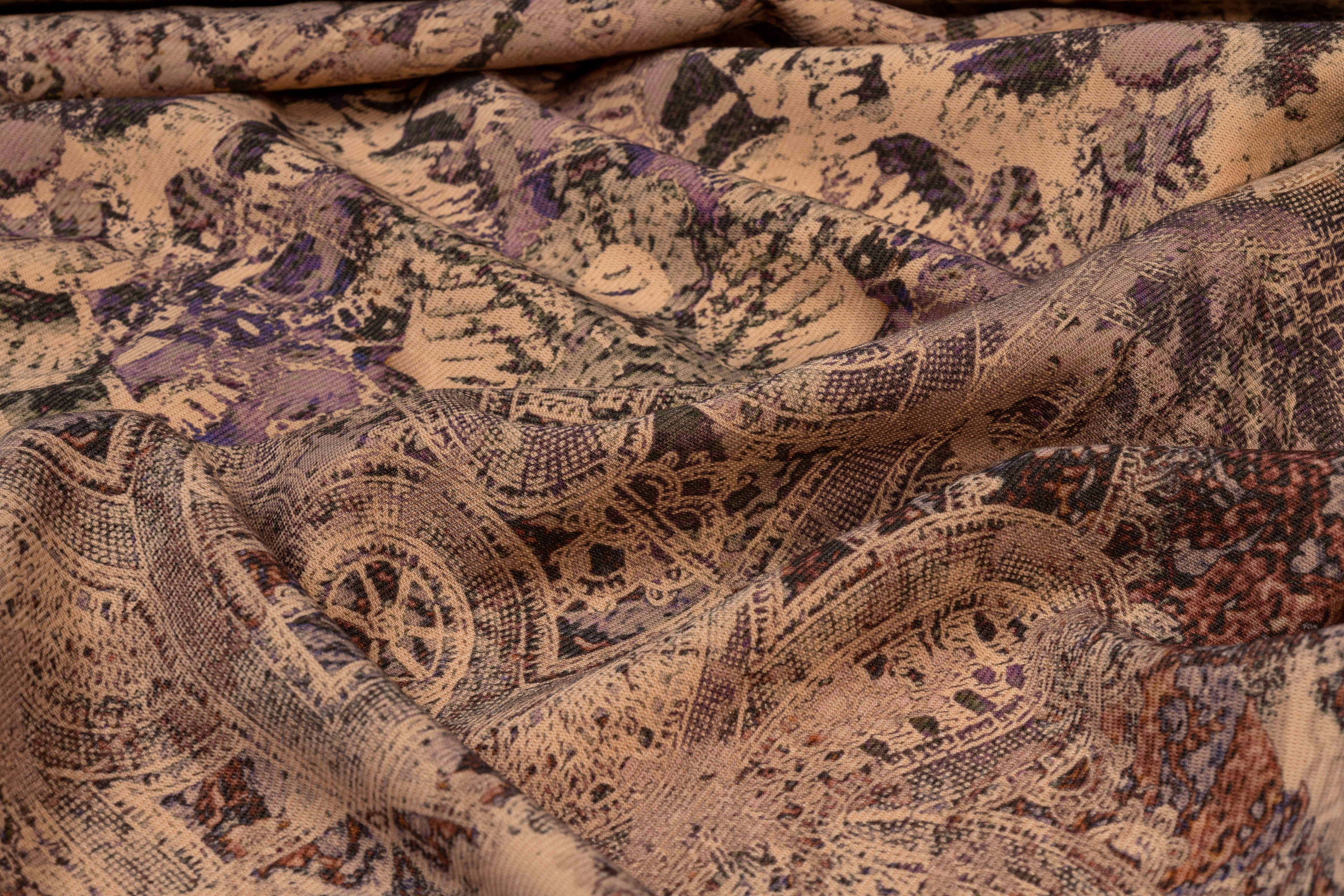 Abstract Heavy Italian Crepe - Multicolor