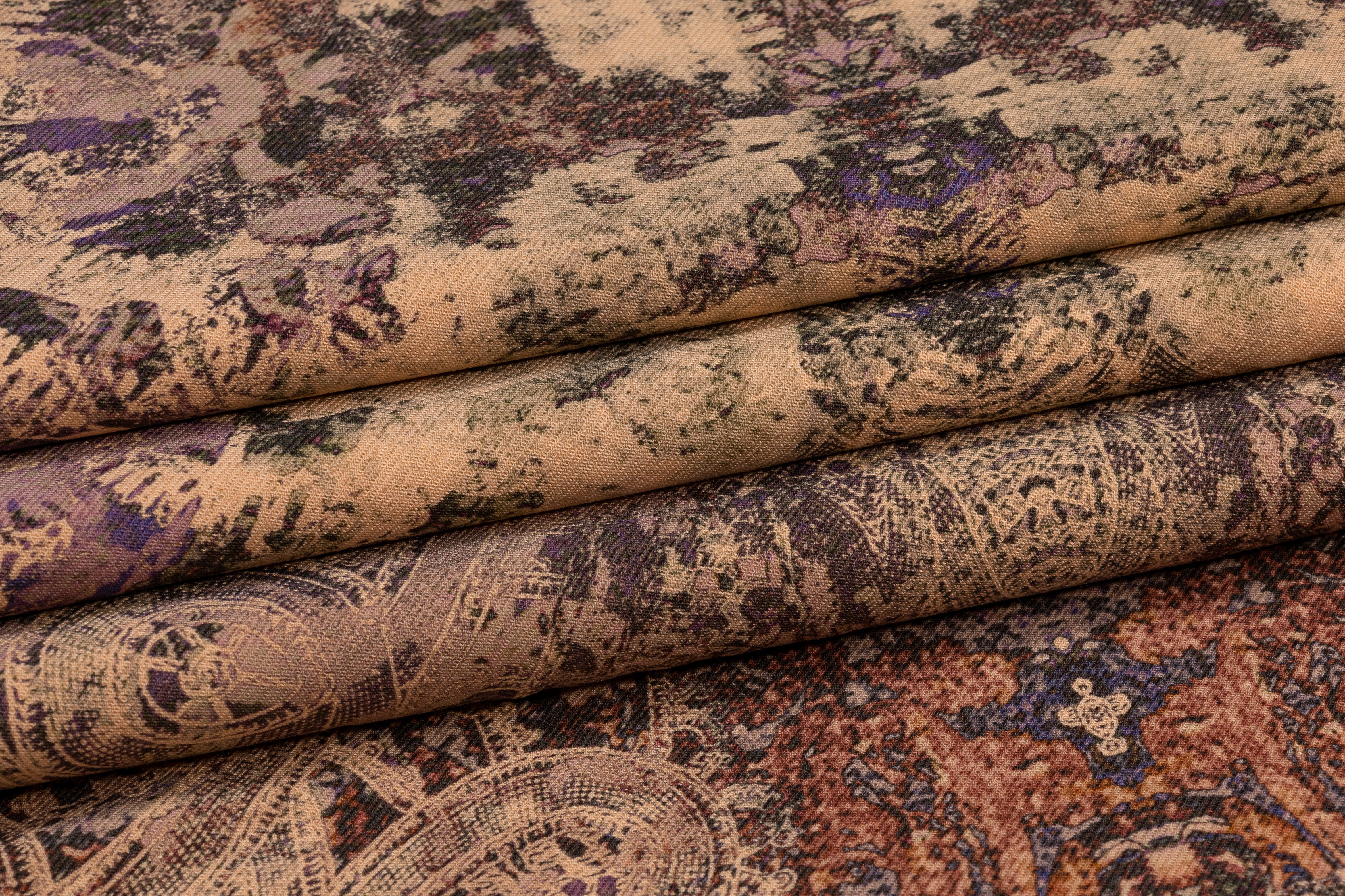 Abstract Heavy Italian Crepe - Multicolor