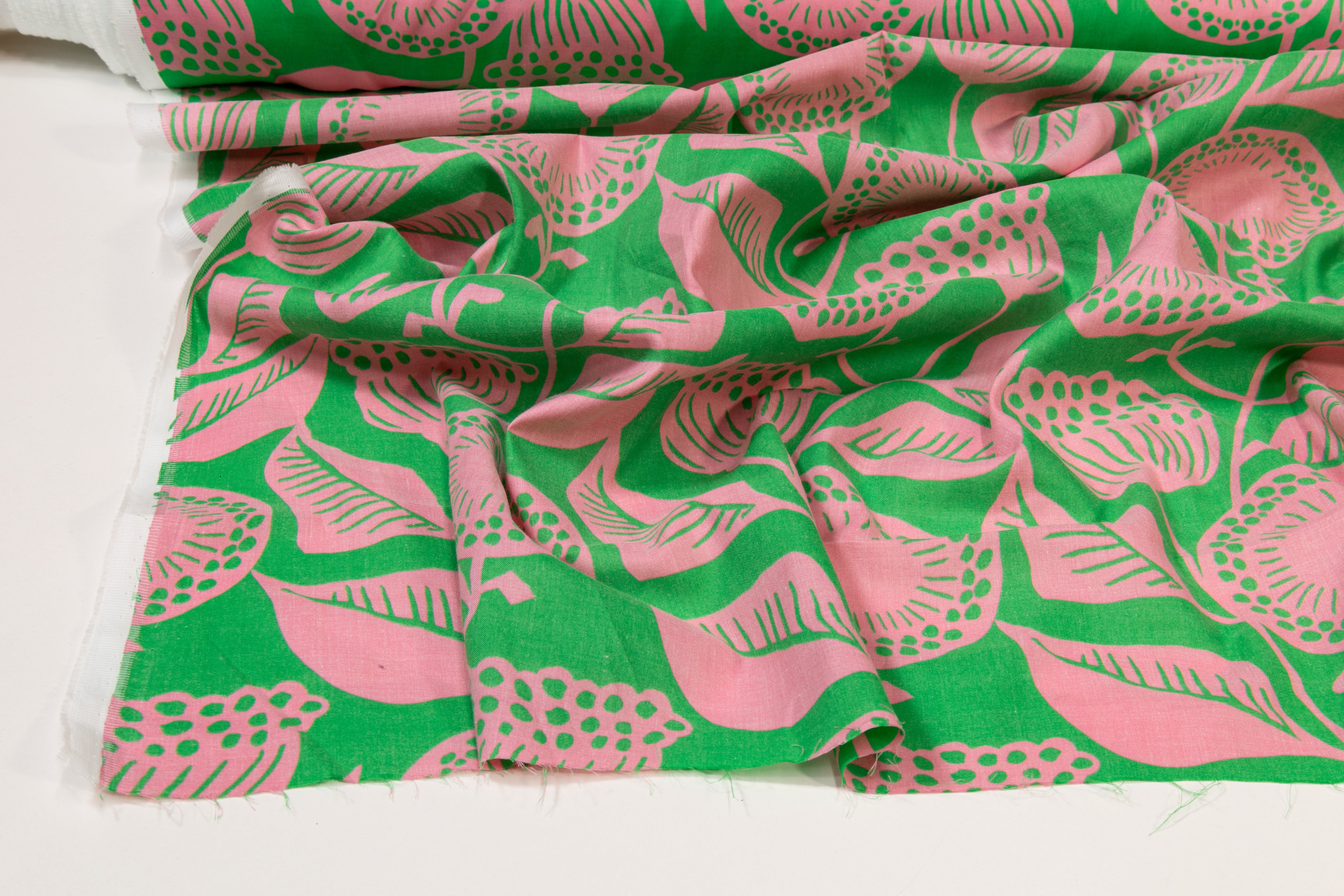 Floral Italian Cotton - Green and Pink