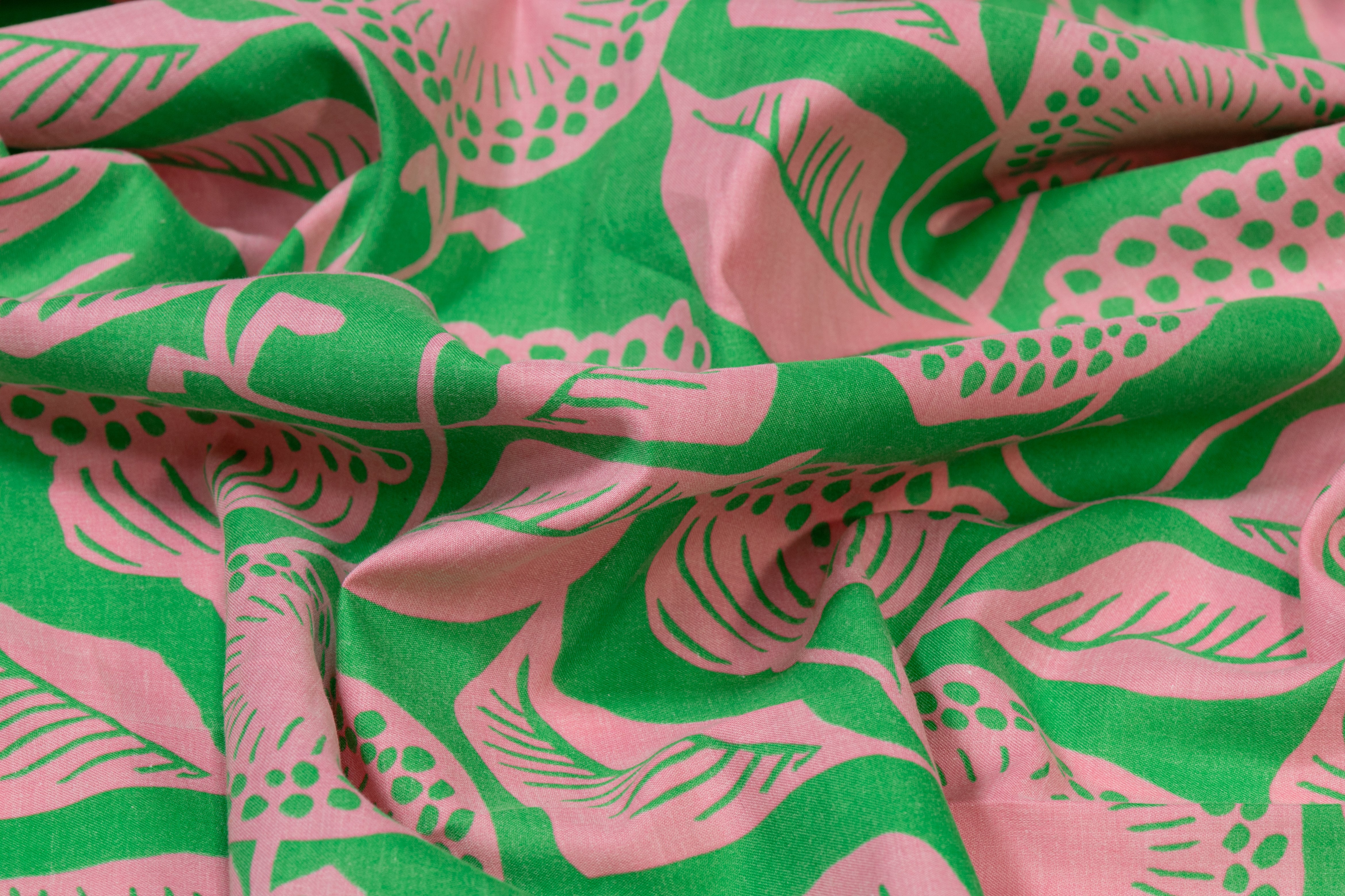Floral Italian Cotton - Green and Pink
