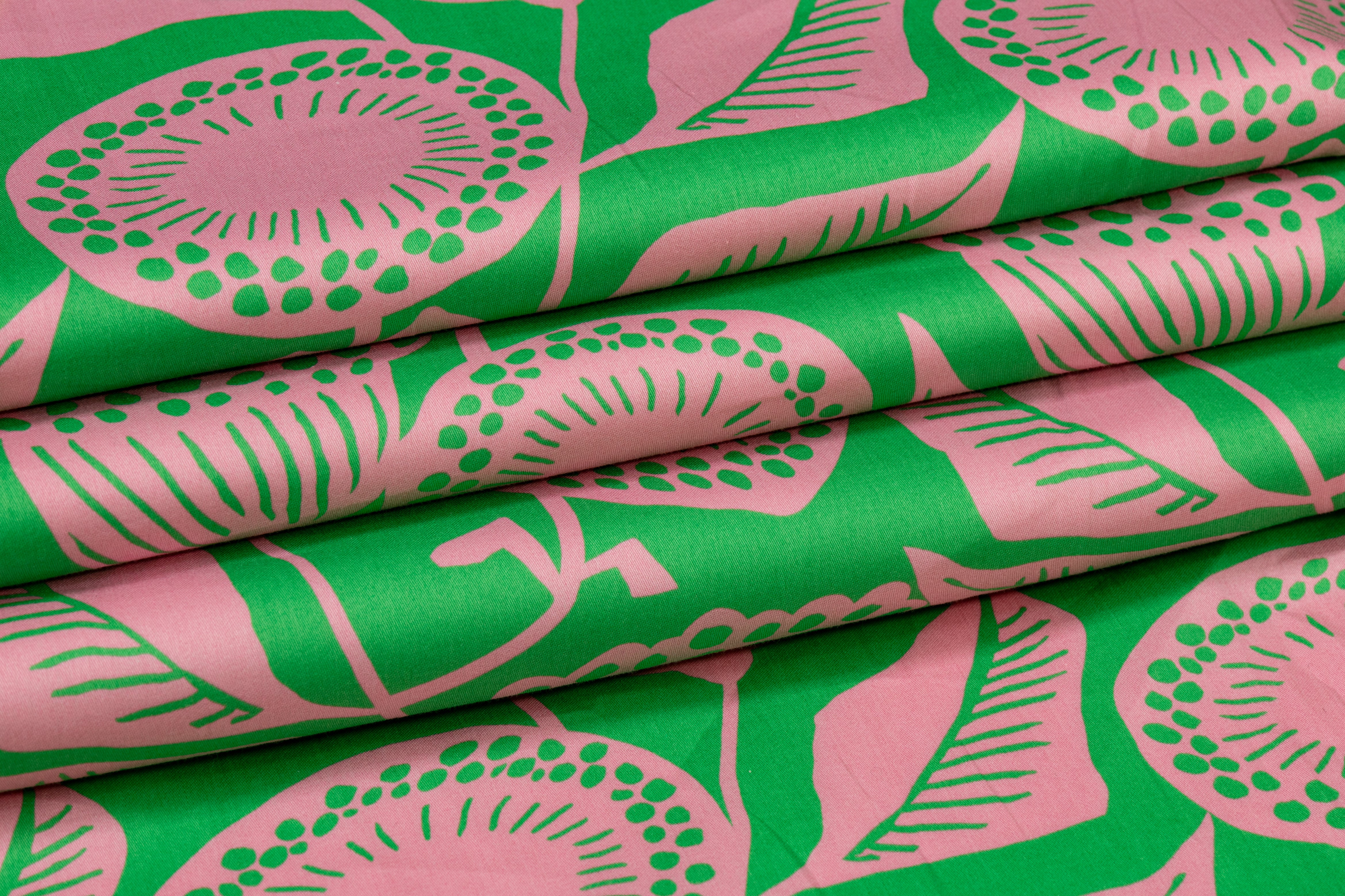 Floral Italian Cotton - Green and Pink