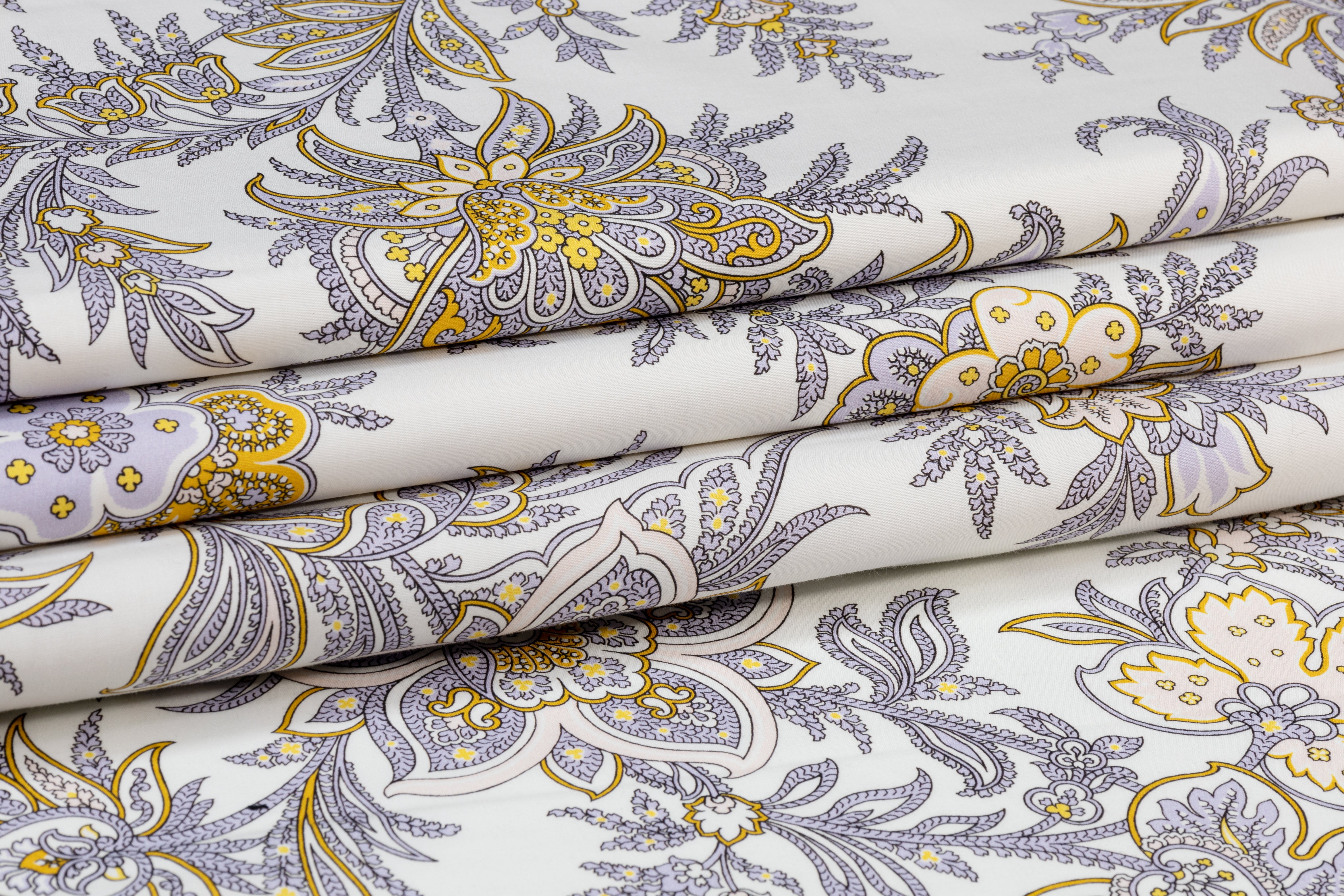 Floral Italian Cotton - Lavender, Gold, White