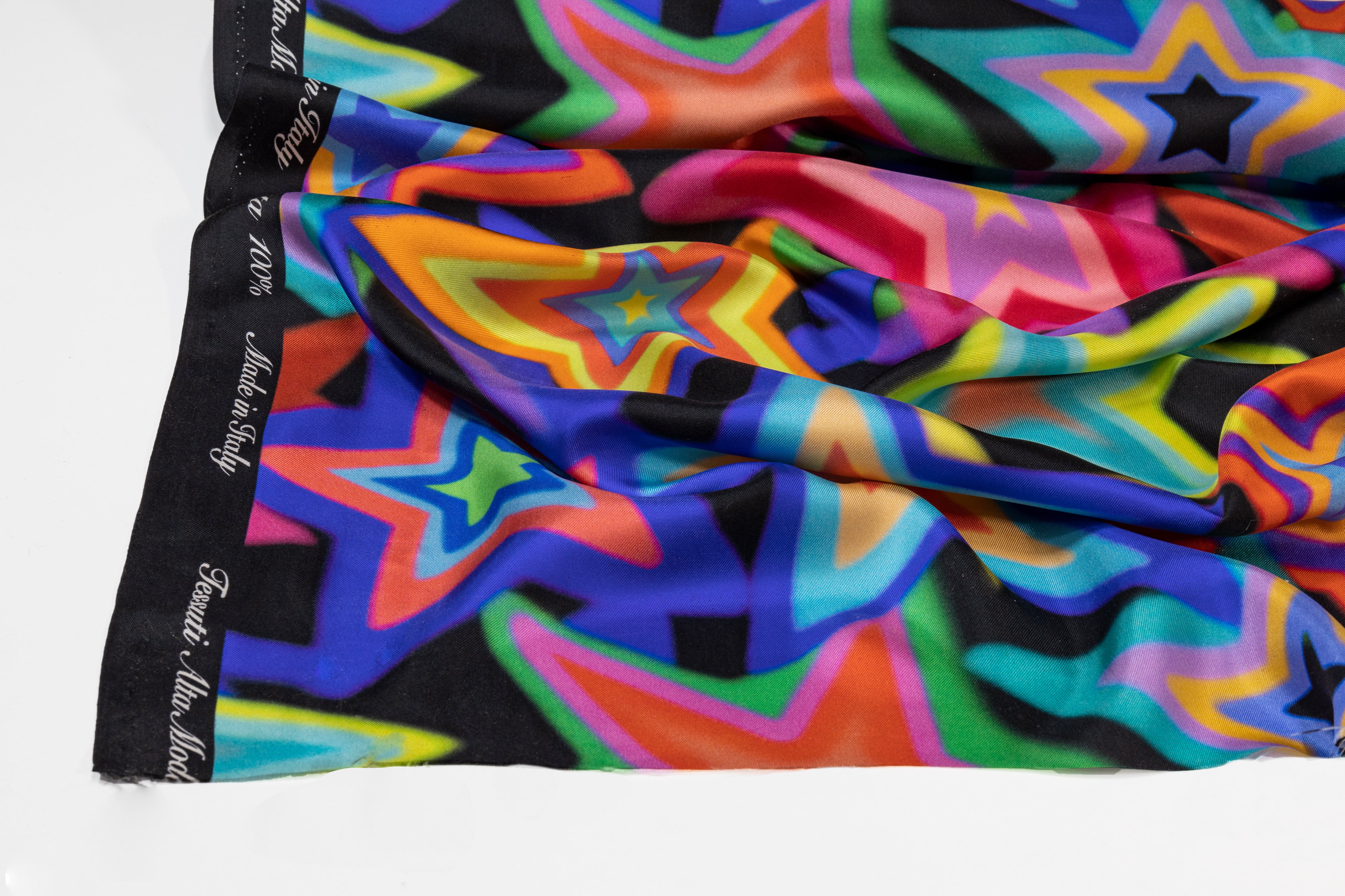 Star Printed Italian Silk Twill - Multicolor