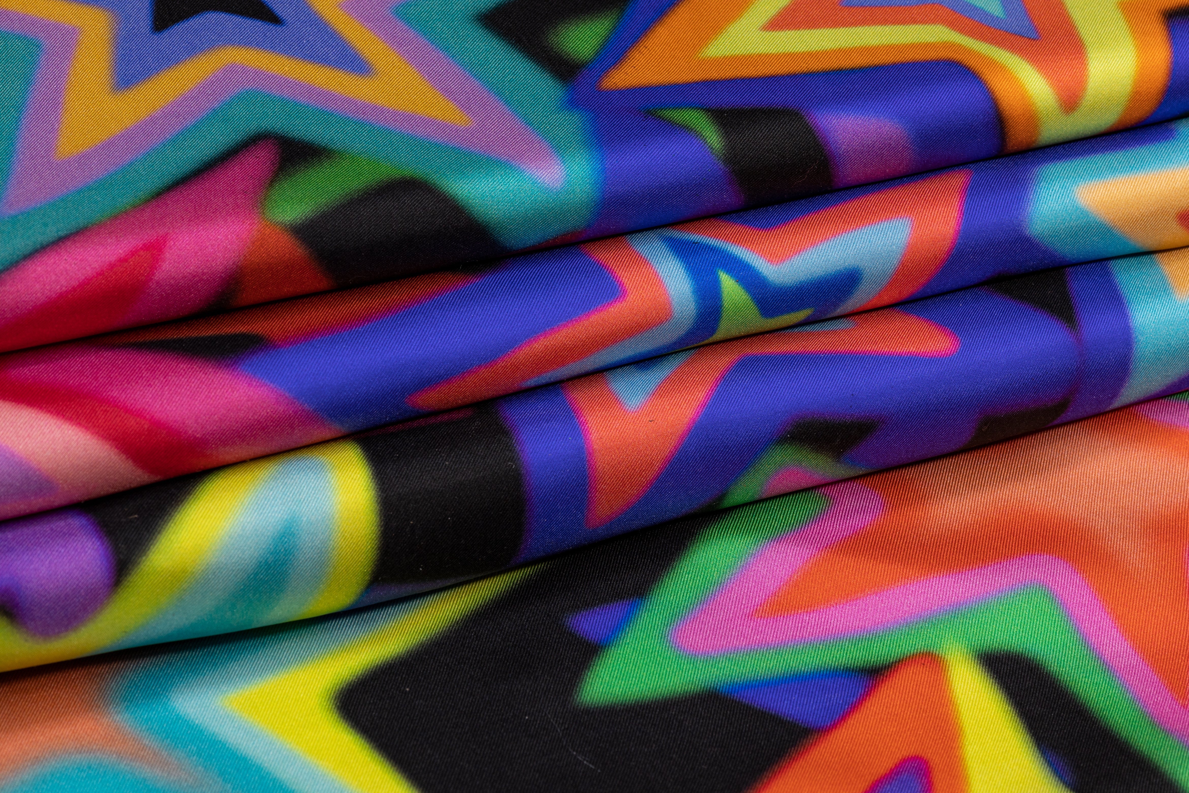 Star Printed Italian Silk Twill - Multicolor