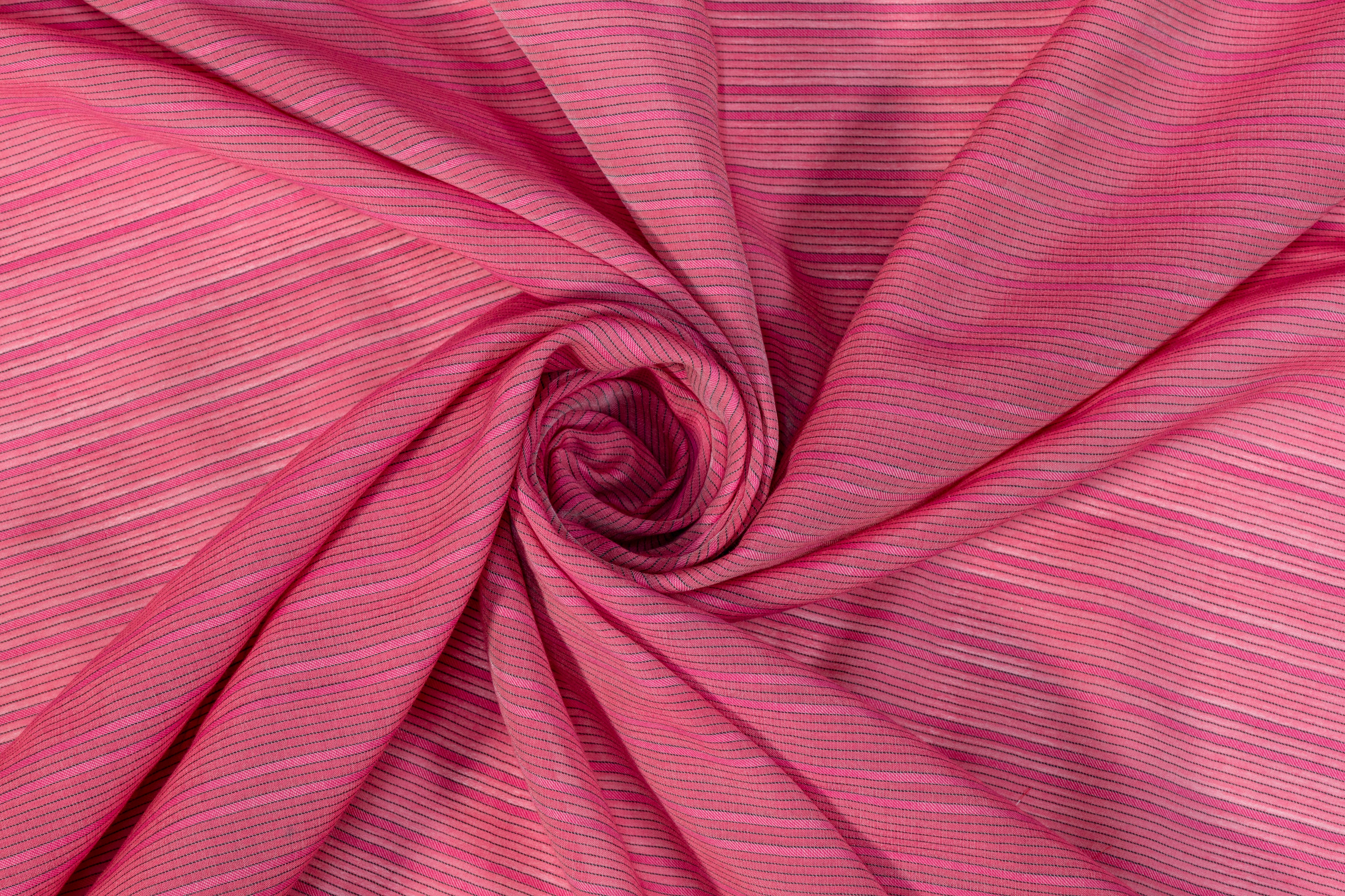 Pin Striped Cotton Voile - Magenta