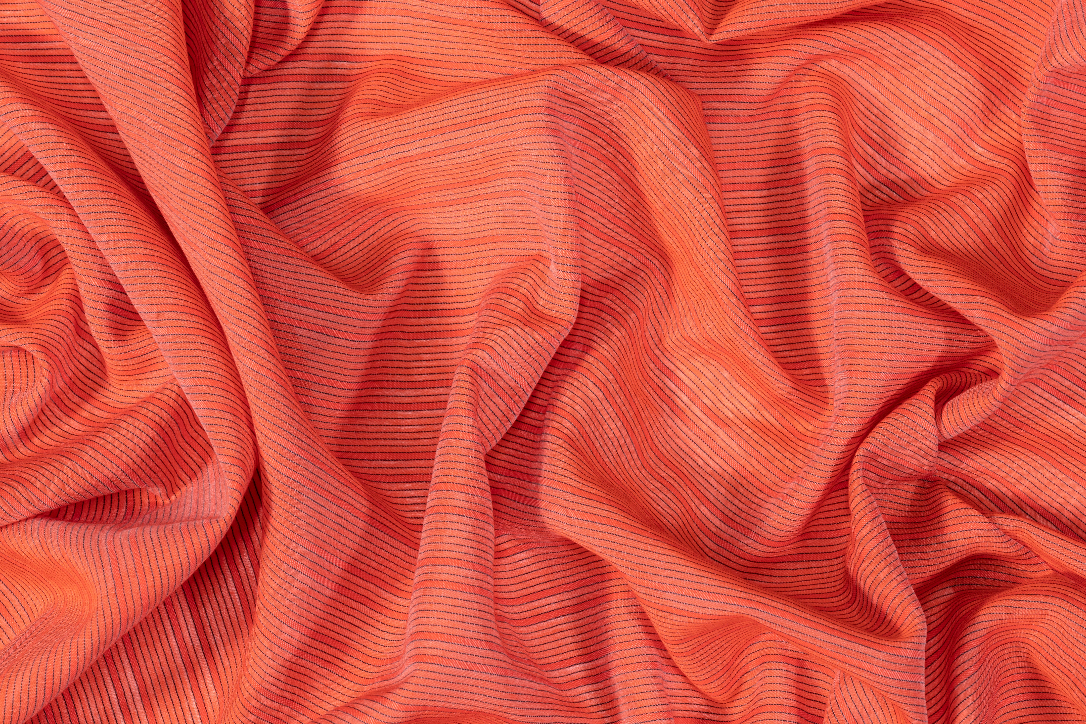 Pin Striped Cotton Voile - Orange