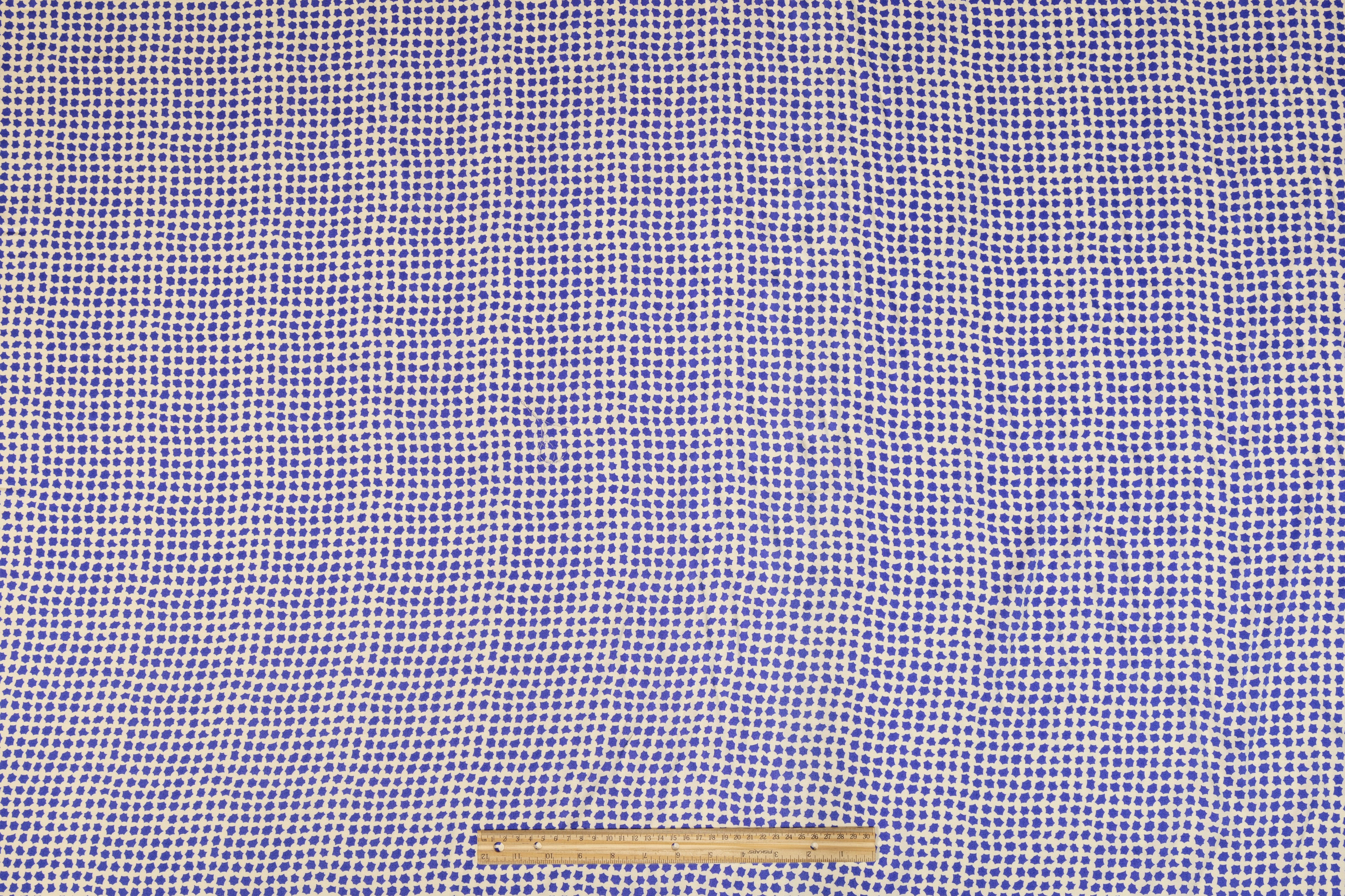 Geometric Italian Viscose Charmeuse - Blue and White