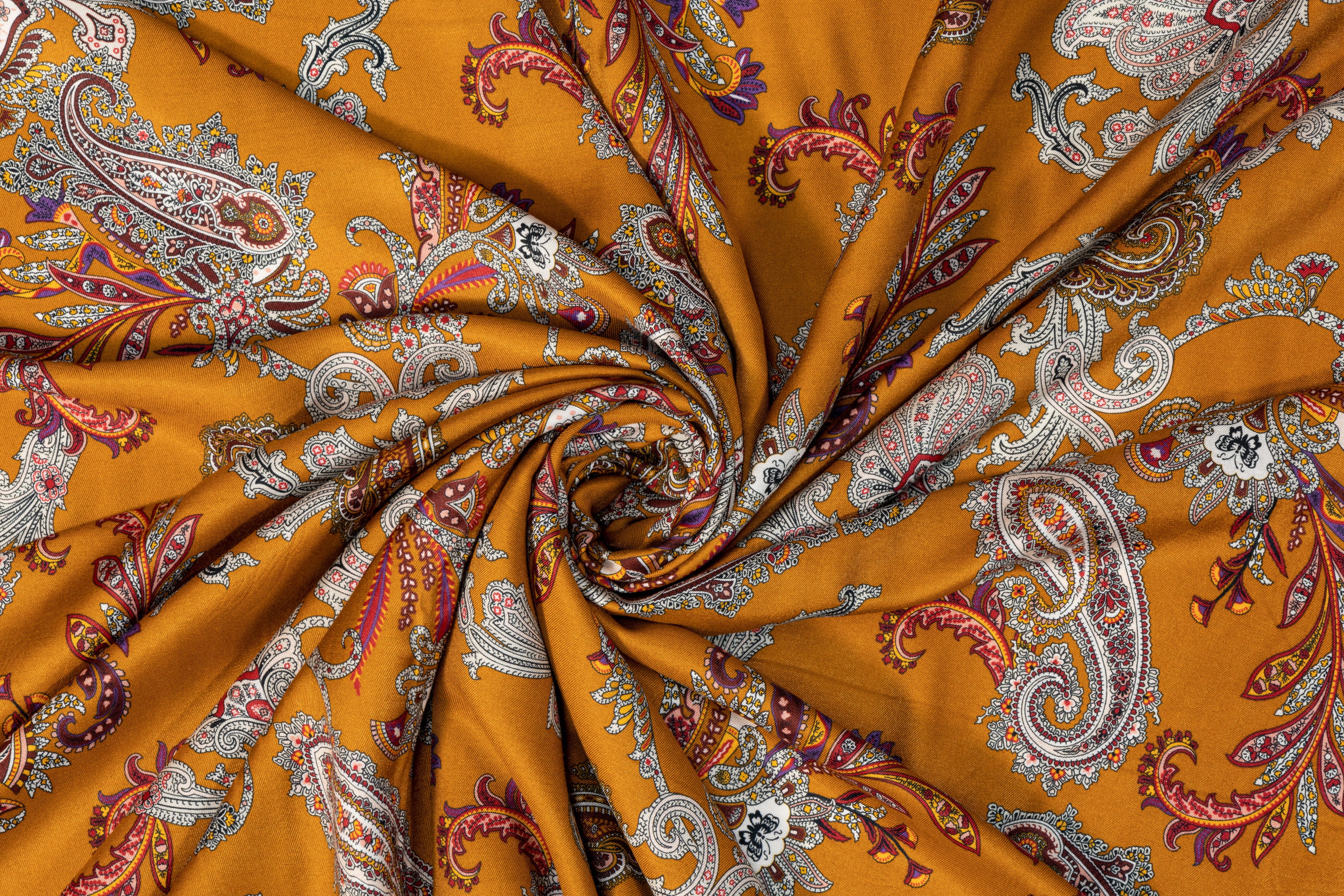 Paisley Italian Silk and Viscose Blend - Burned Orange