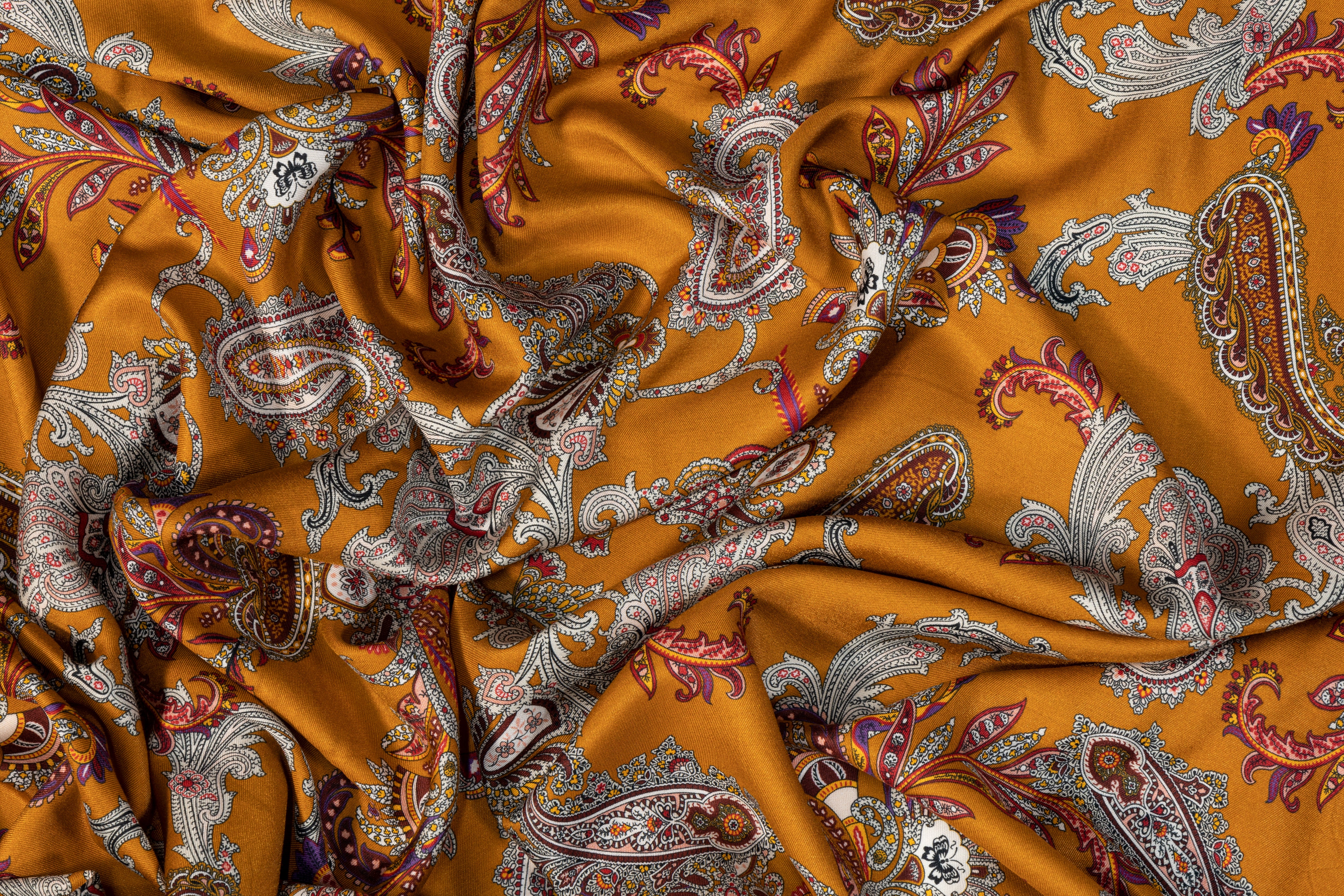 Paisley Italian Silk and Viscose Blend - Burned Orange