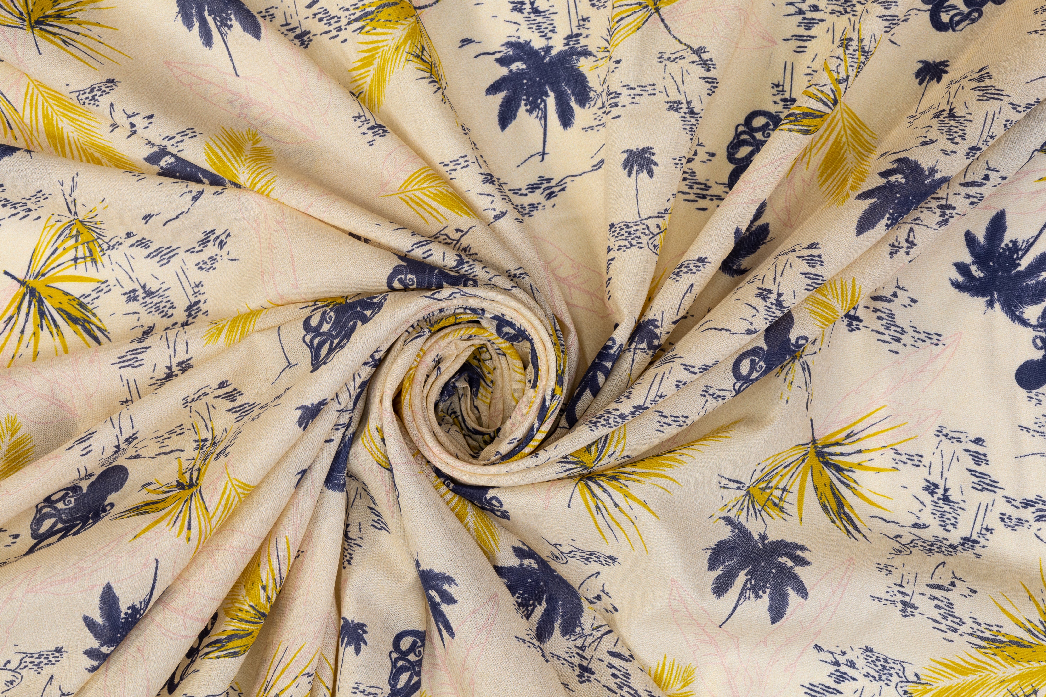Tropical Italian Cotton - Beige, Blue, Yellow