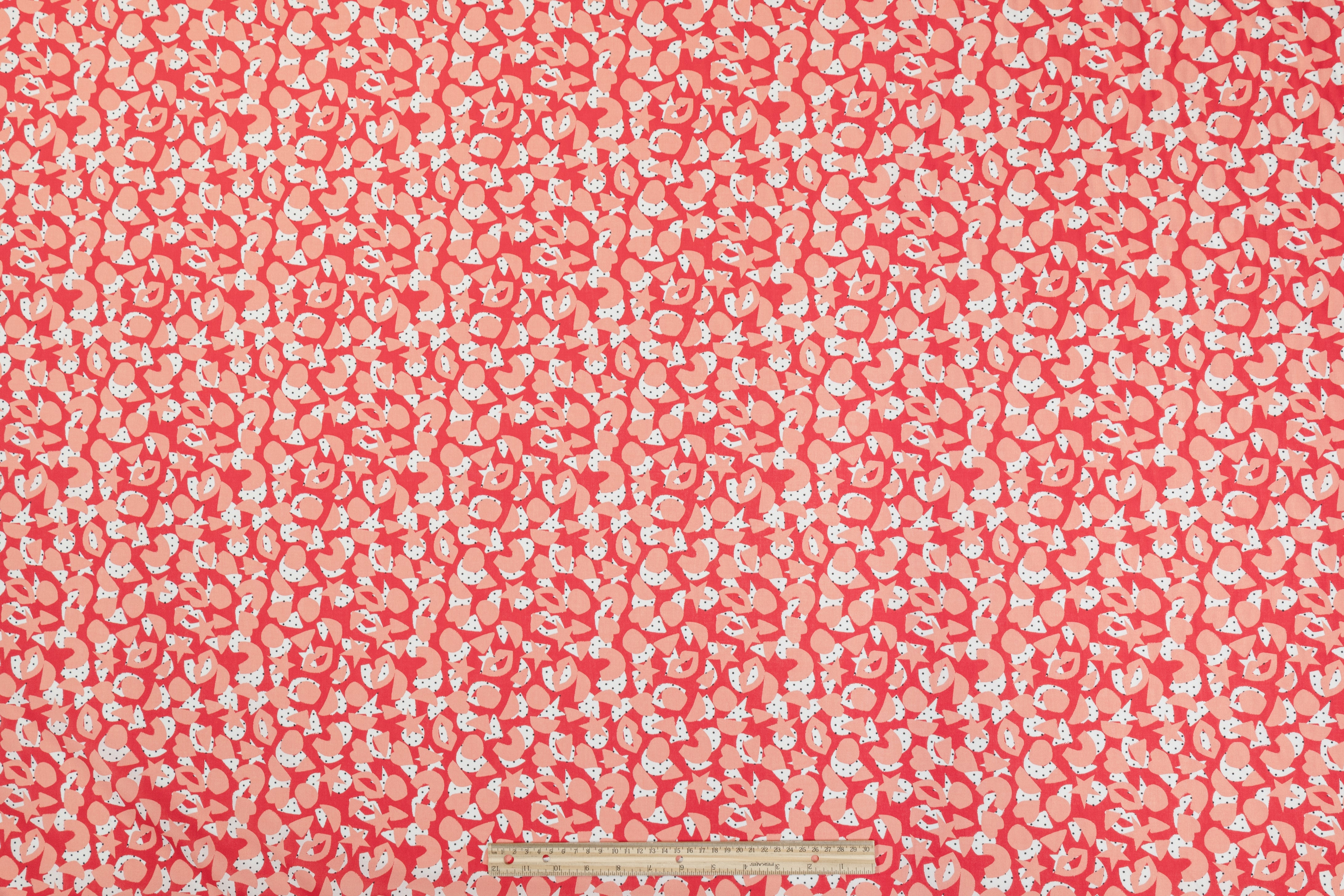 Heart Printed Italian Cotton - Red, Pink, White