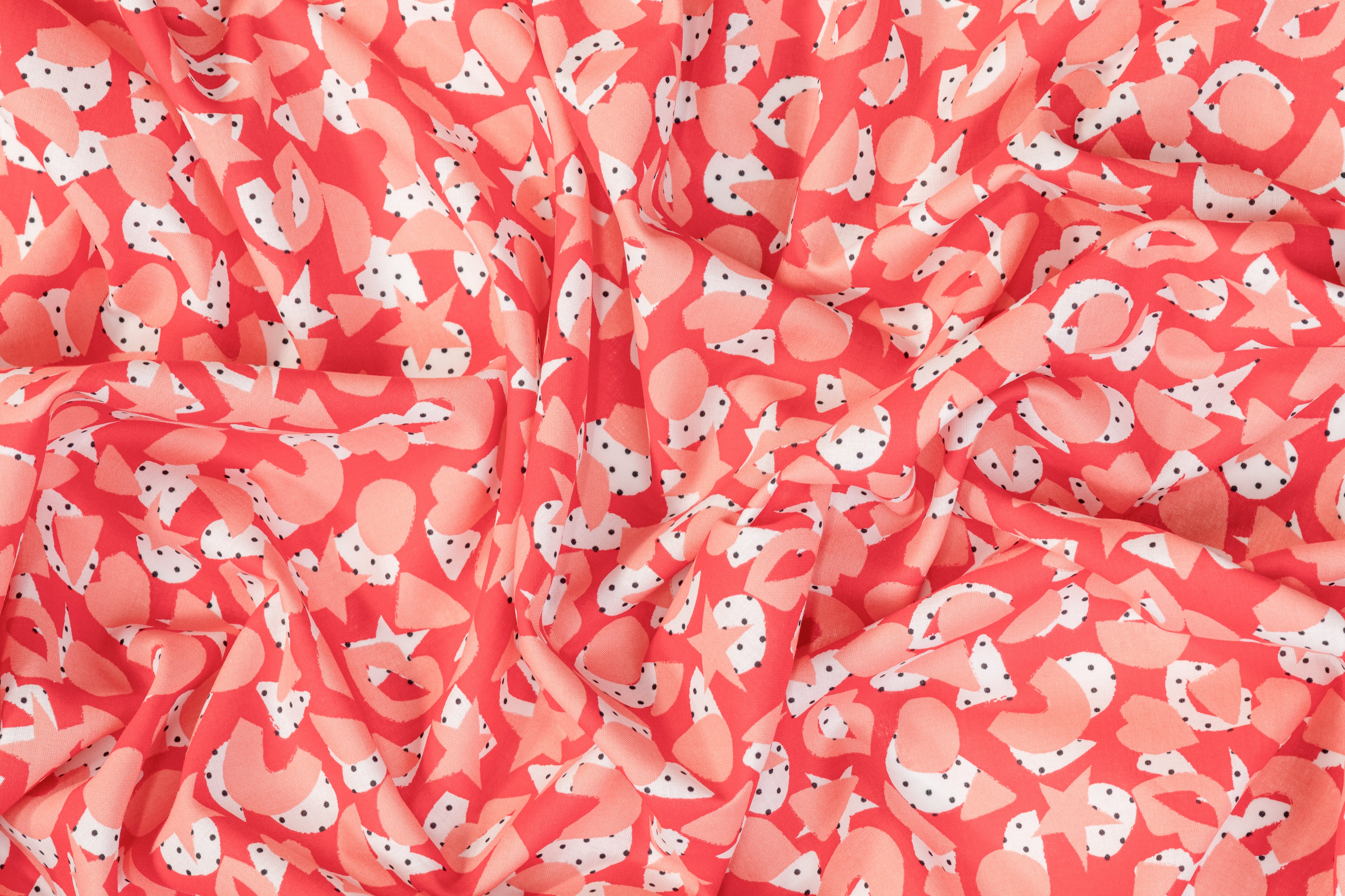 Heart Printed Italian Cotton - Red, Pink, White