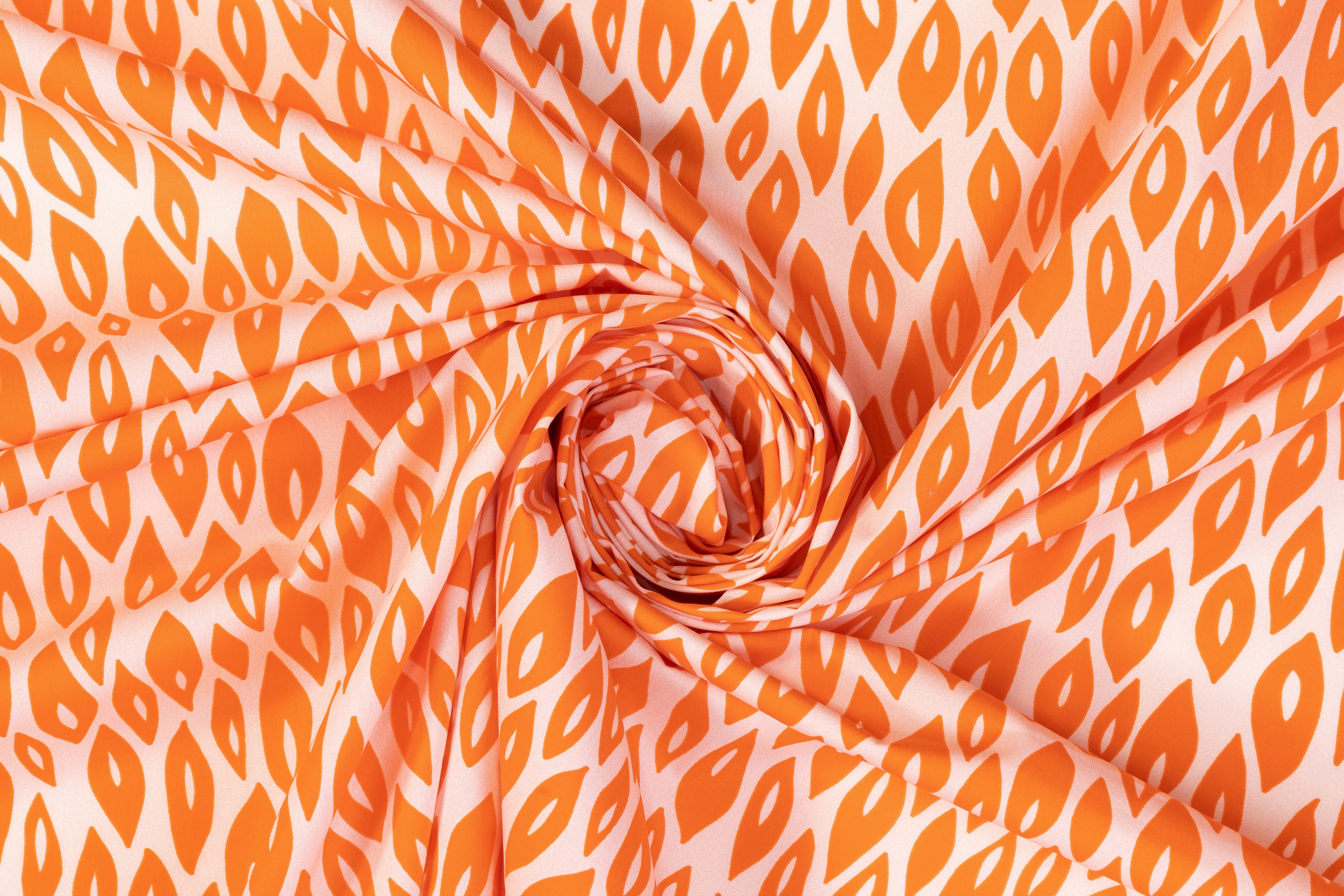 Teardrop Cotton Print - Orange and White