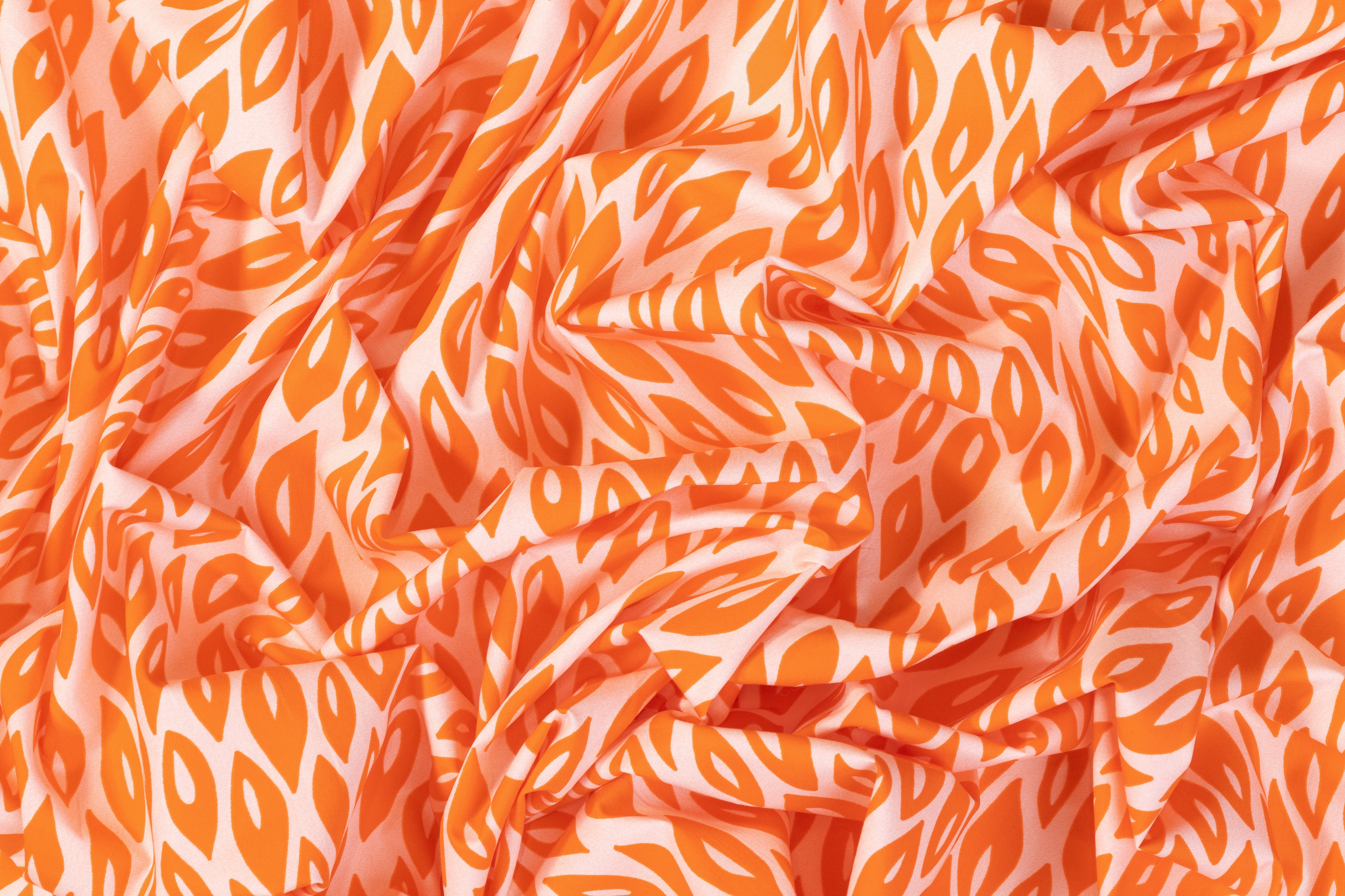 Teardrop Cotton Print - Orange and White
