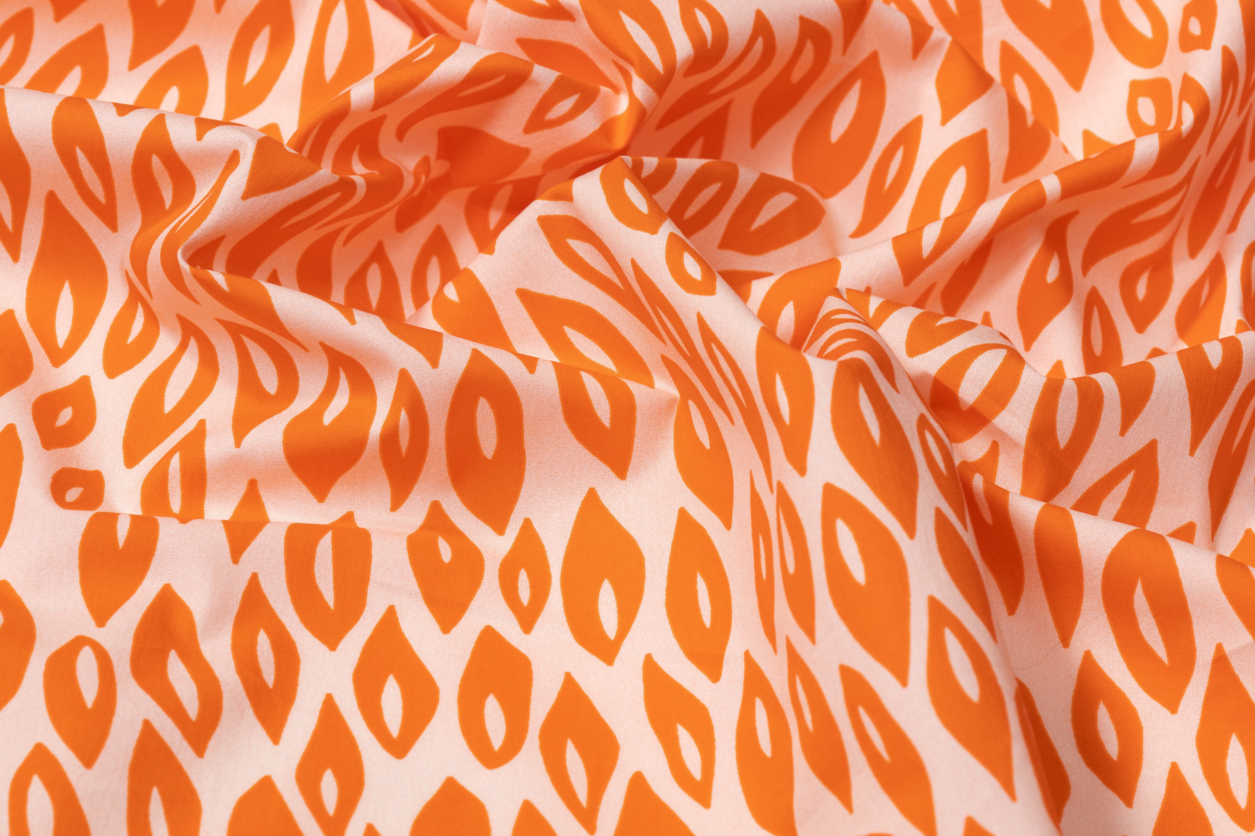 Teardrop Cotton Print - Orange and White