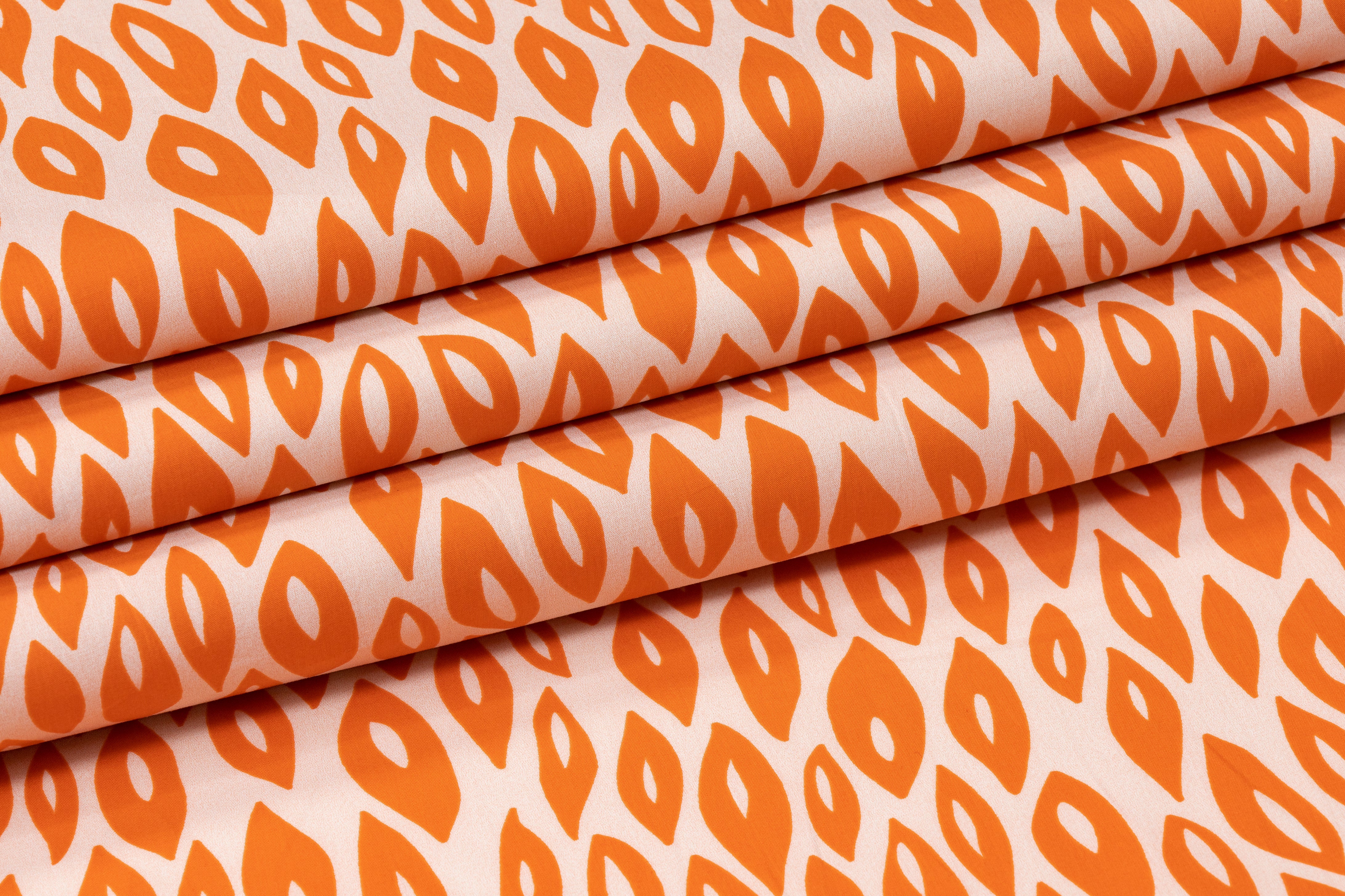 Teardrop Cotton Print - Orange and White