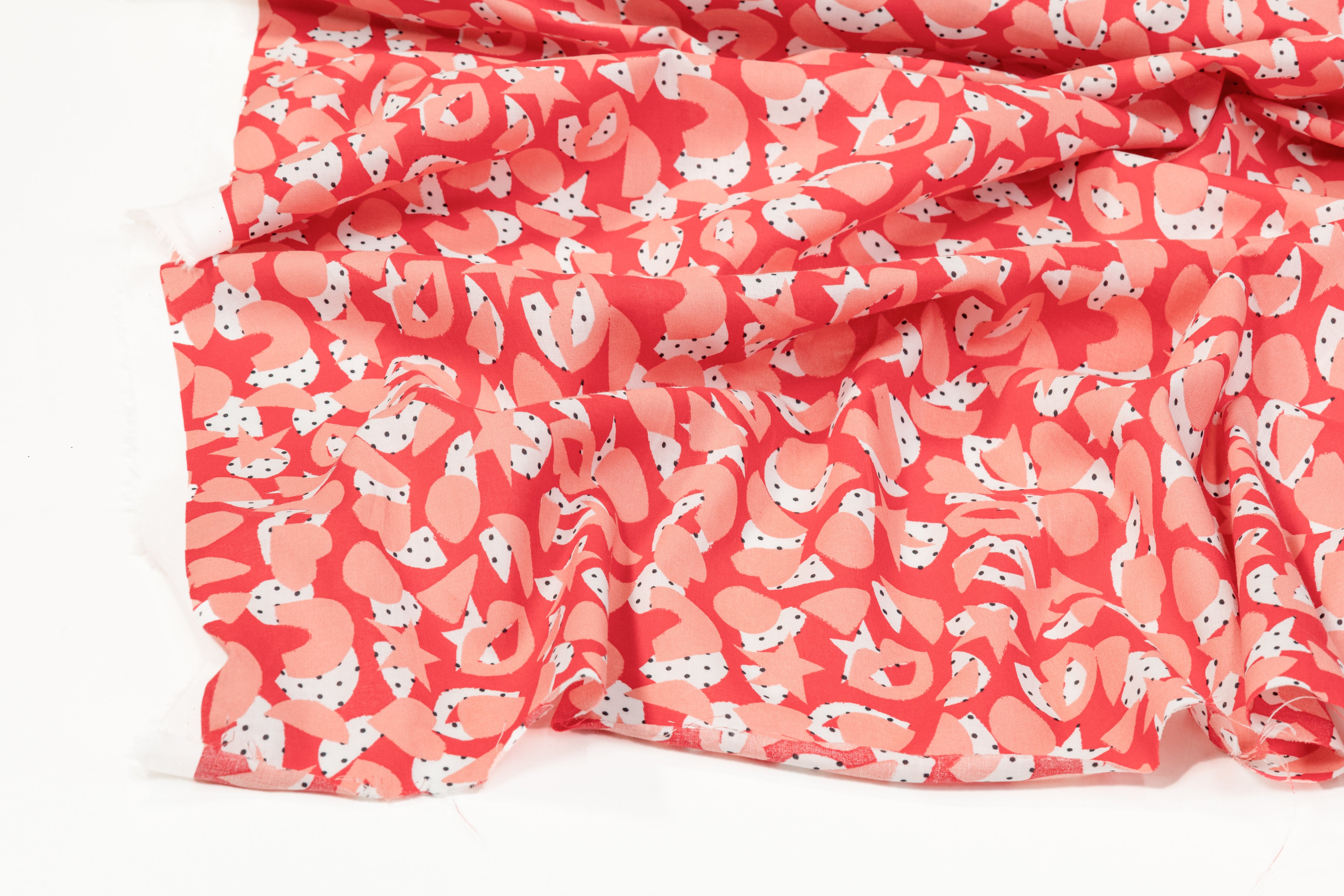 Heart Printed Italian Cotton - Red, Pink, White