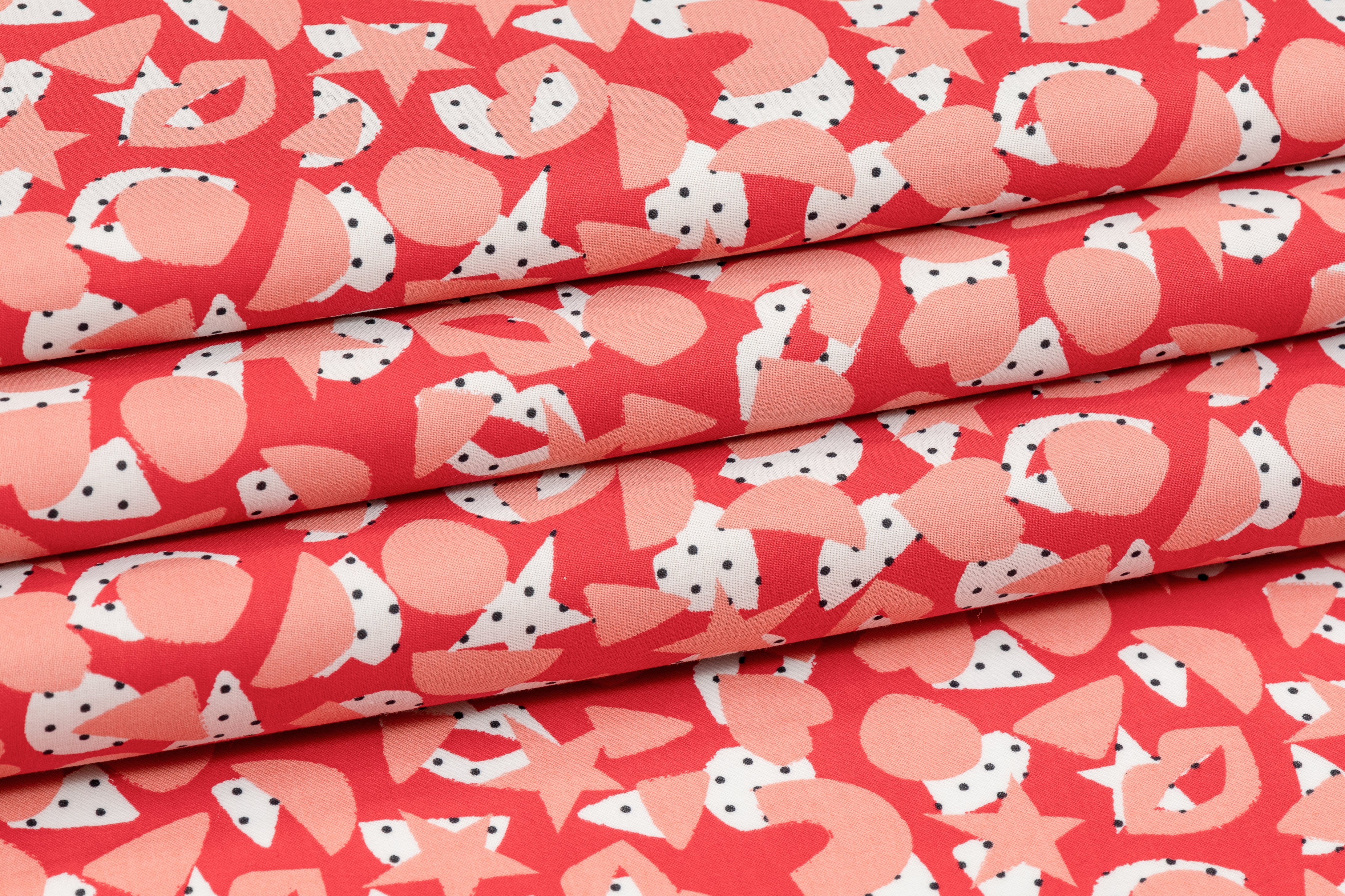 Heart Printed Italian Cotton - Red, Pink, White