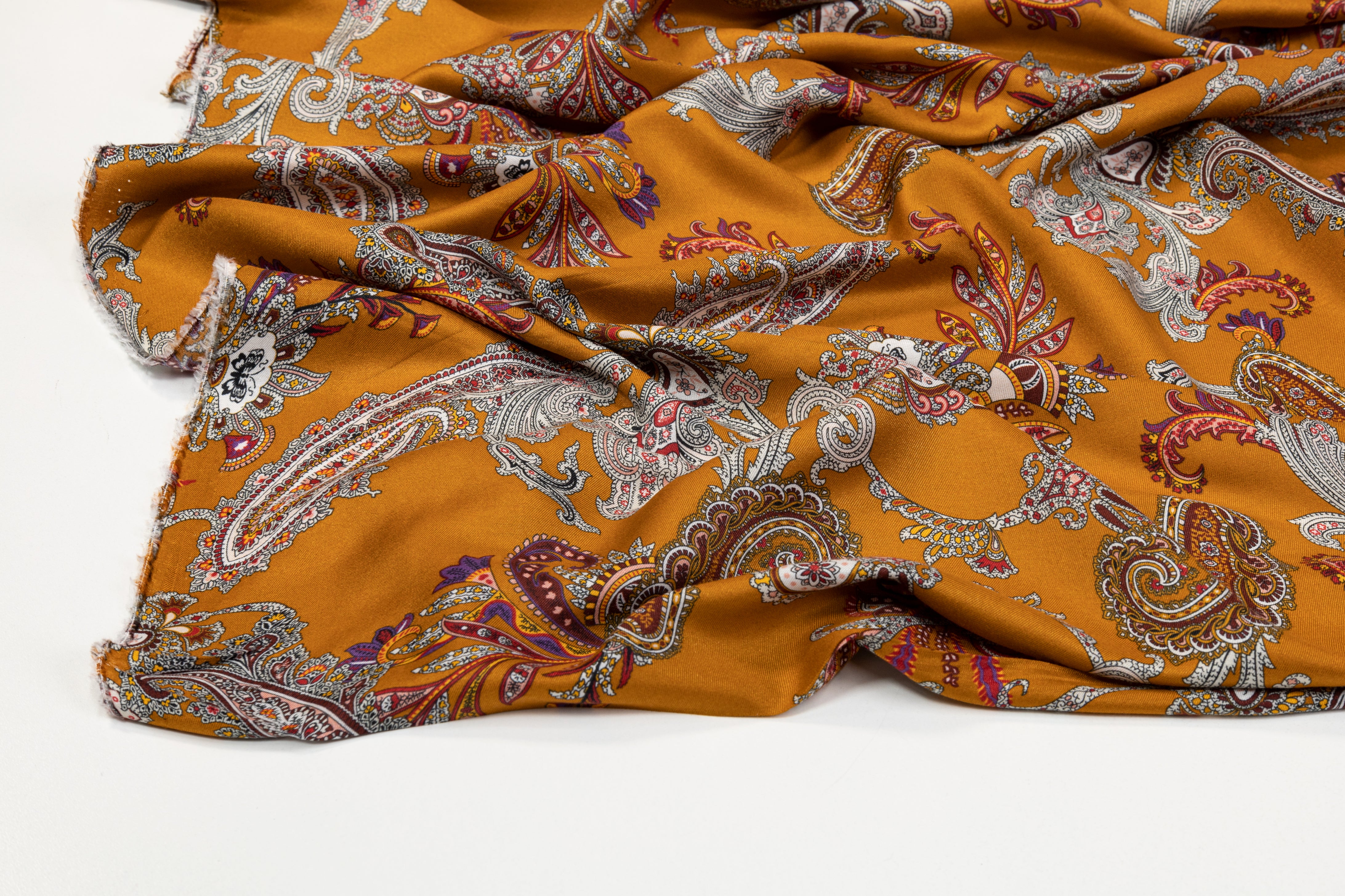 Paisley Italian Silk and Viscose Blend - Burned Orange
