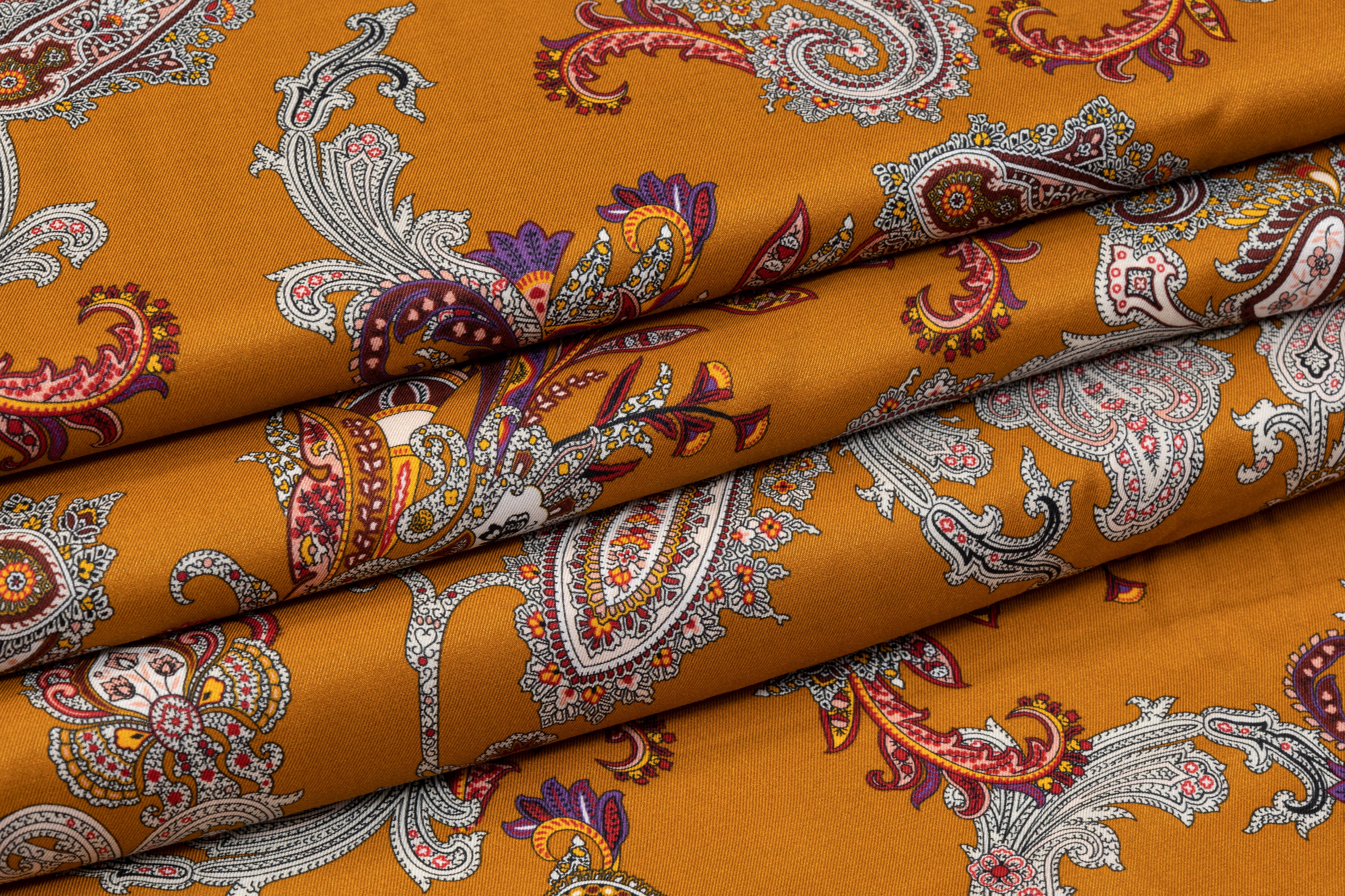 Paisley Italian Silk and Viscose Blend - Burned Orange