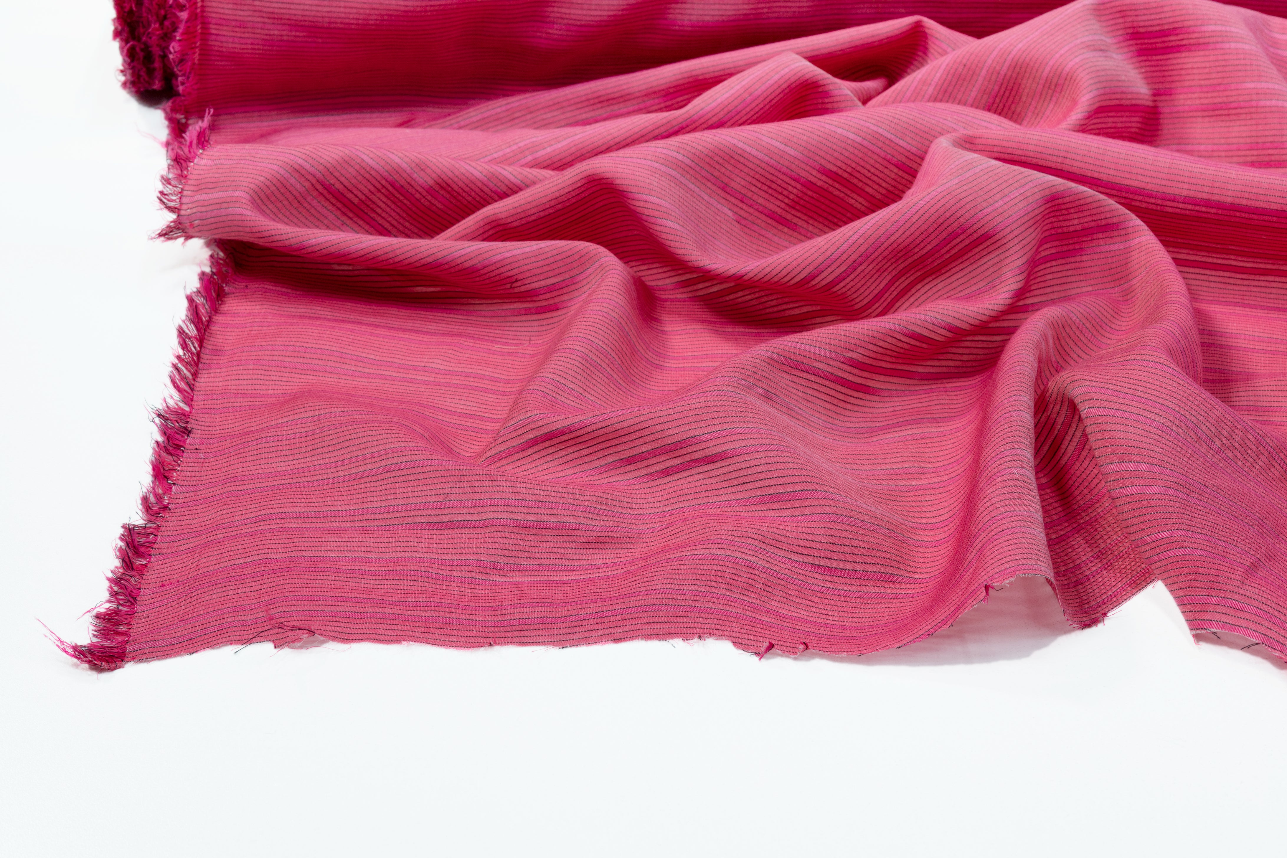 Pin Striped Cotton Voile - Magenta