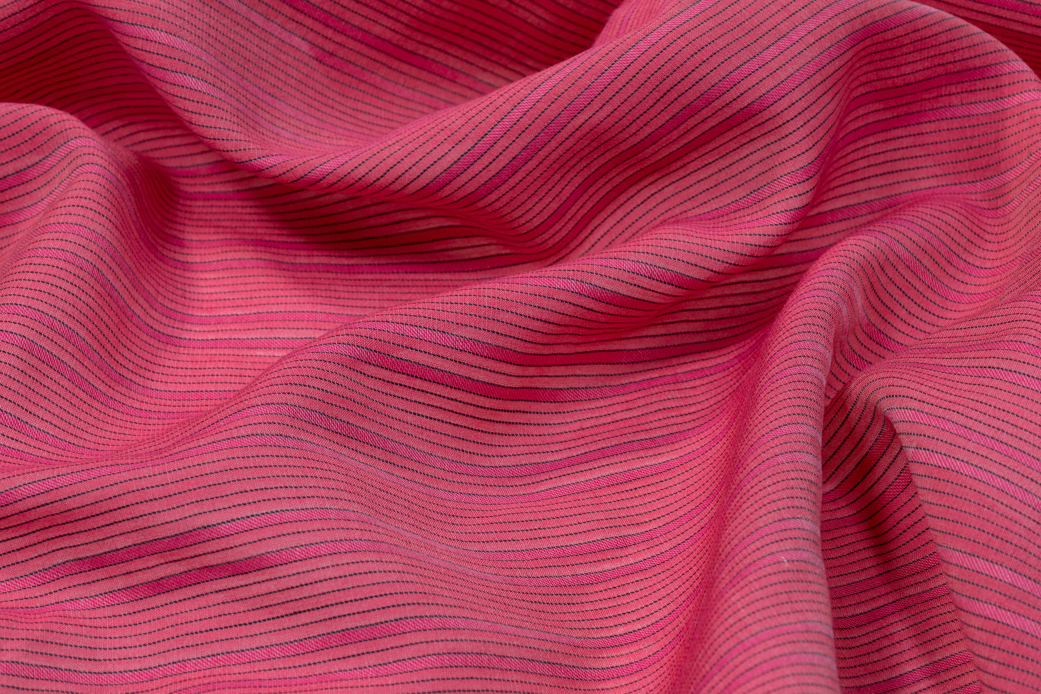 Pin Striped Cotton Voile - Magenta