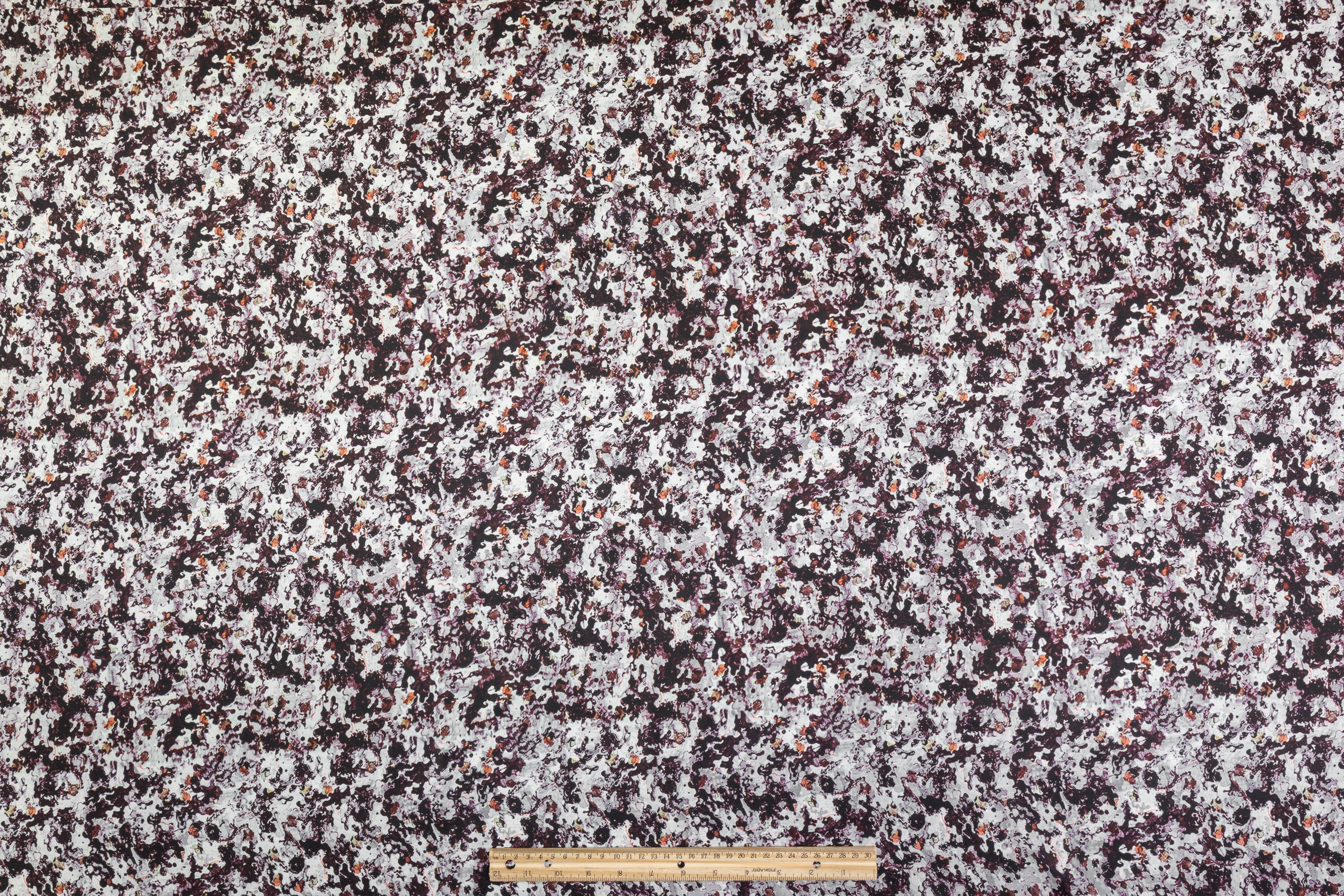 Splatter Print Polyester Charmeuse - Cool Gray and Black