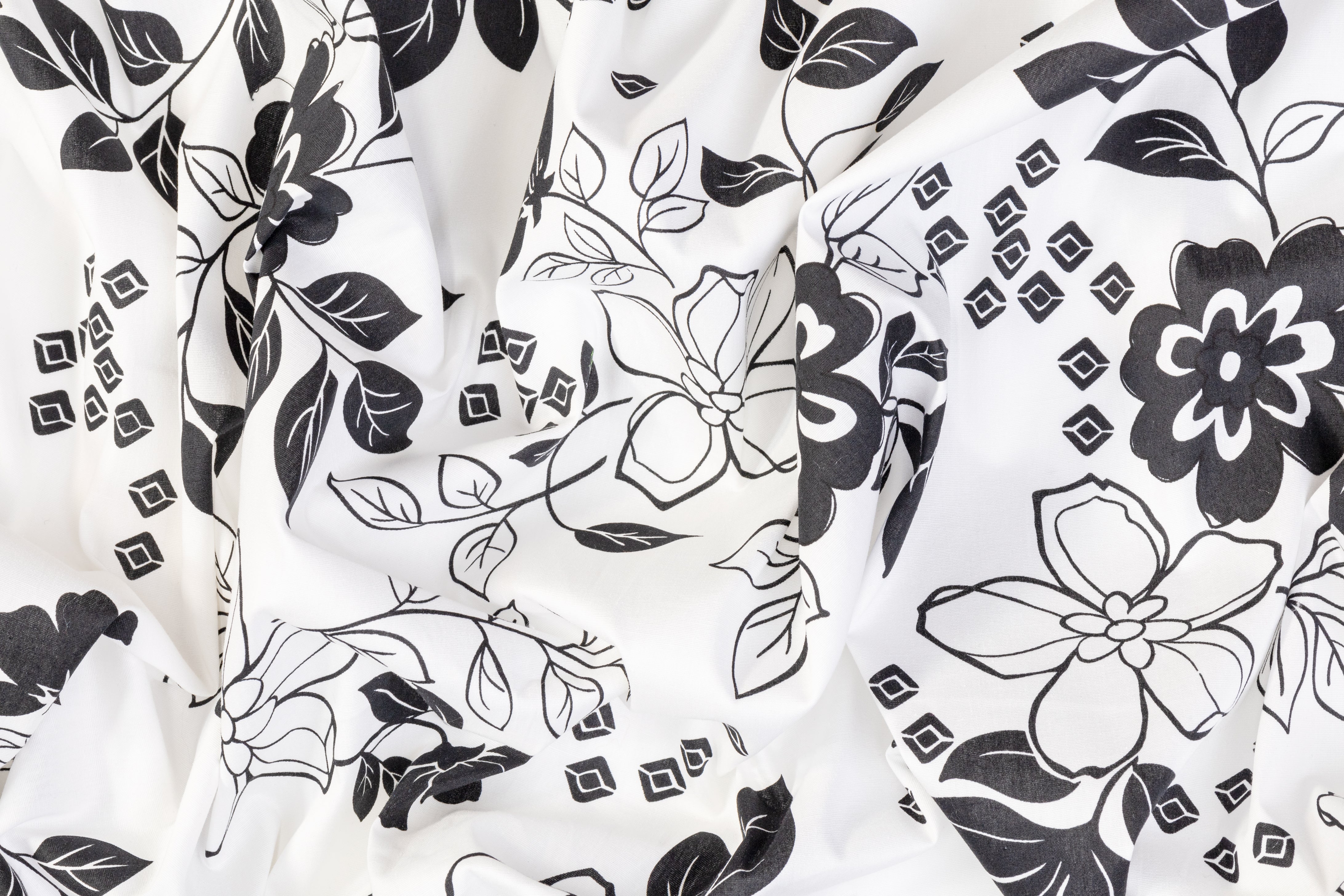 Floral Cotton - Black and White