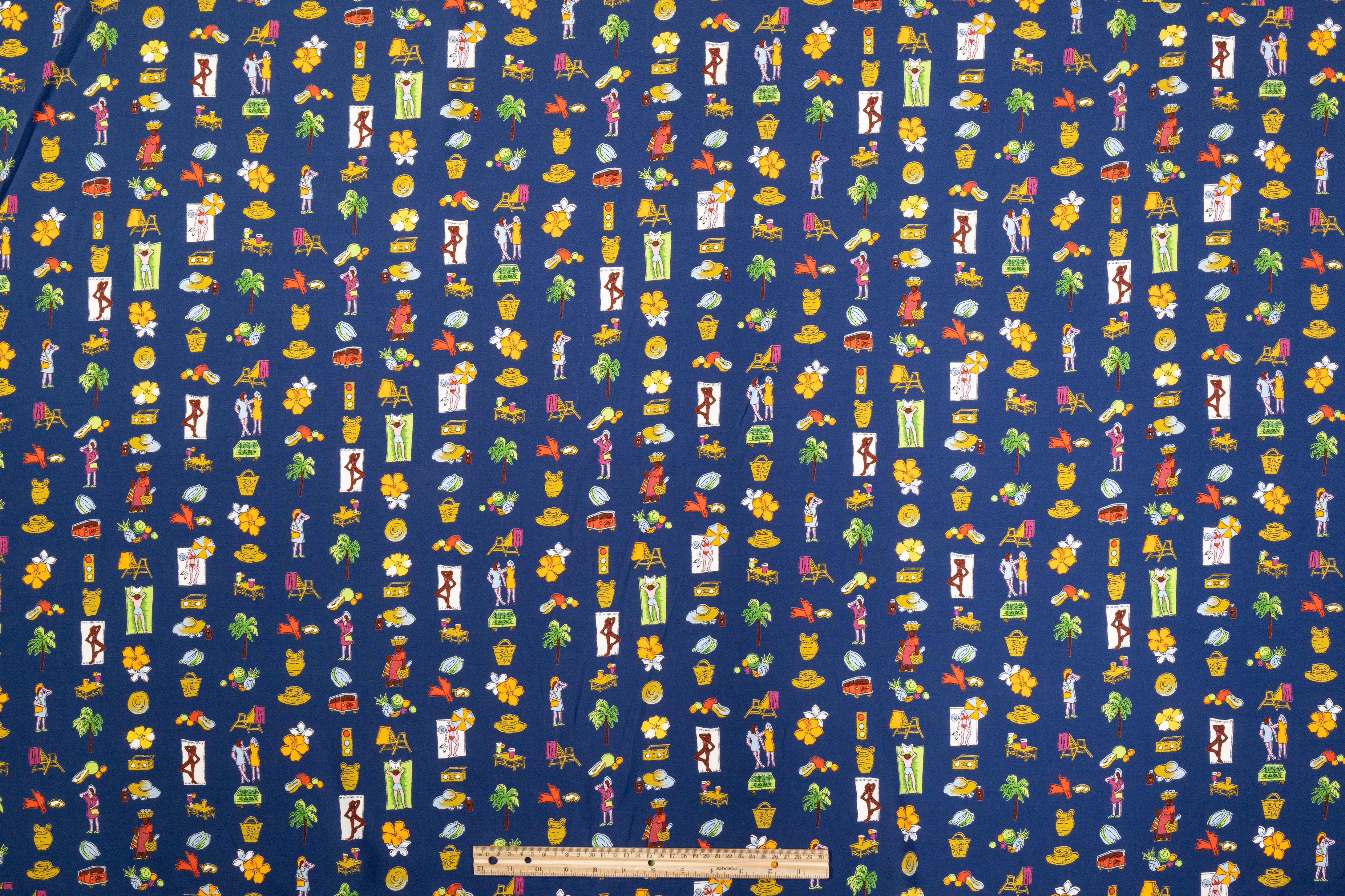 Viscose Crepe De Chine - Navy / Multicolor