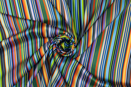Striped Polyester Charmeuse - Multicolor
