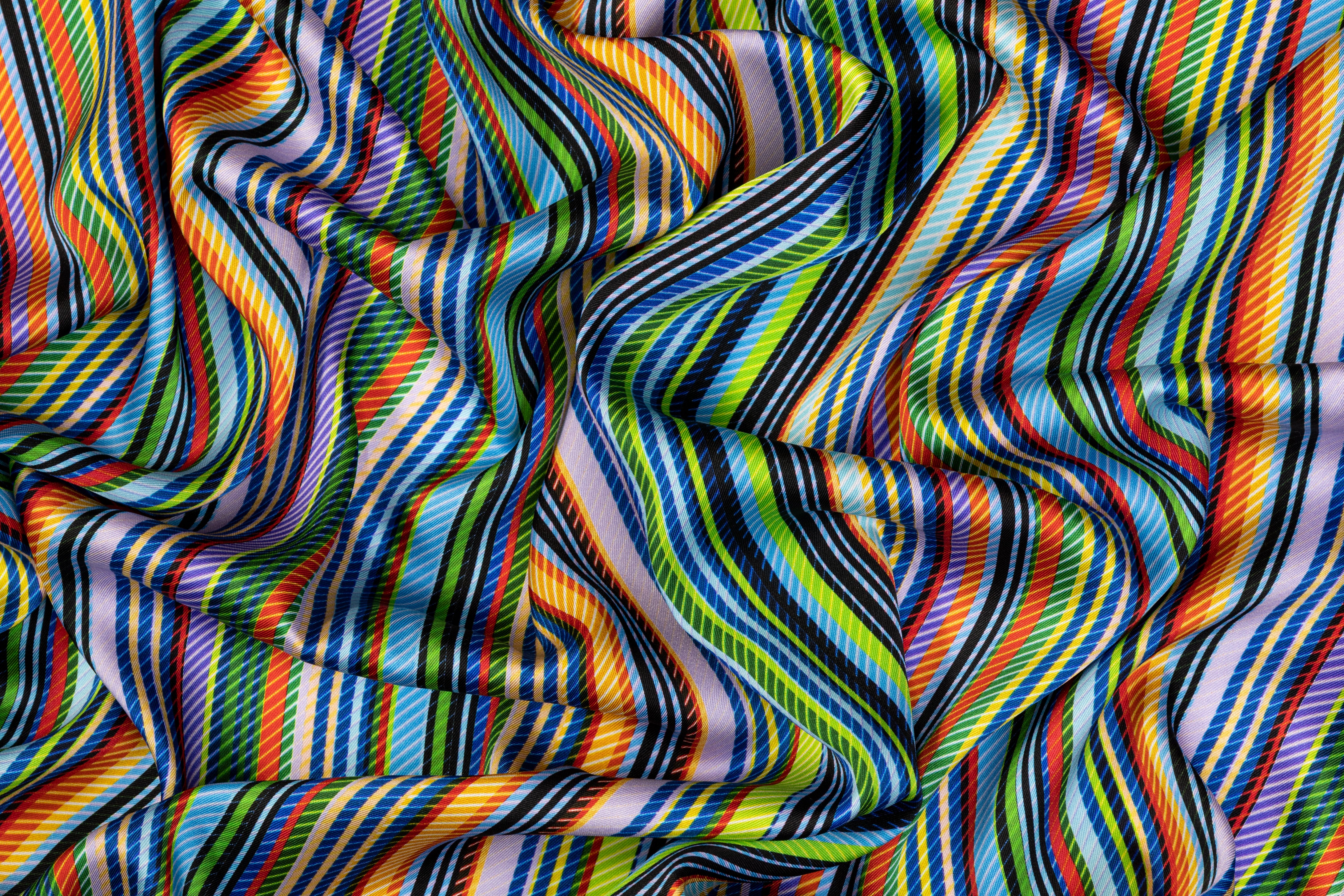 Striped Polyester Charmeuse - Multicolor