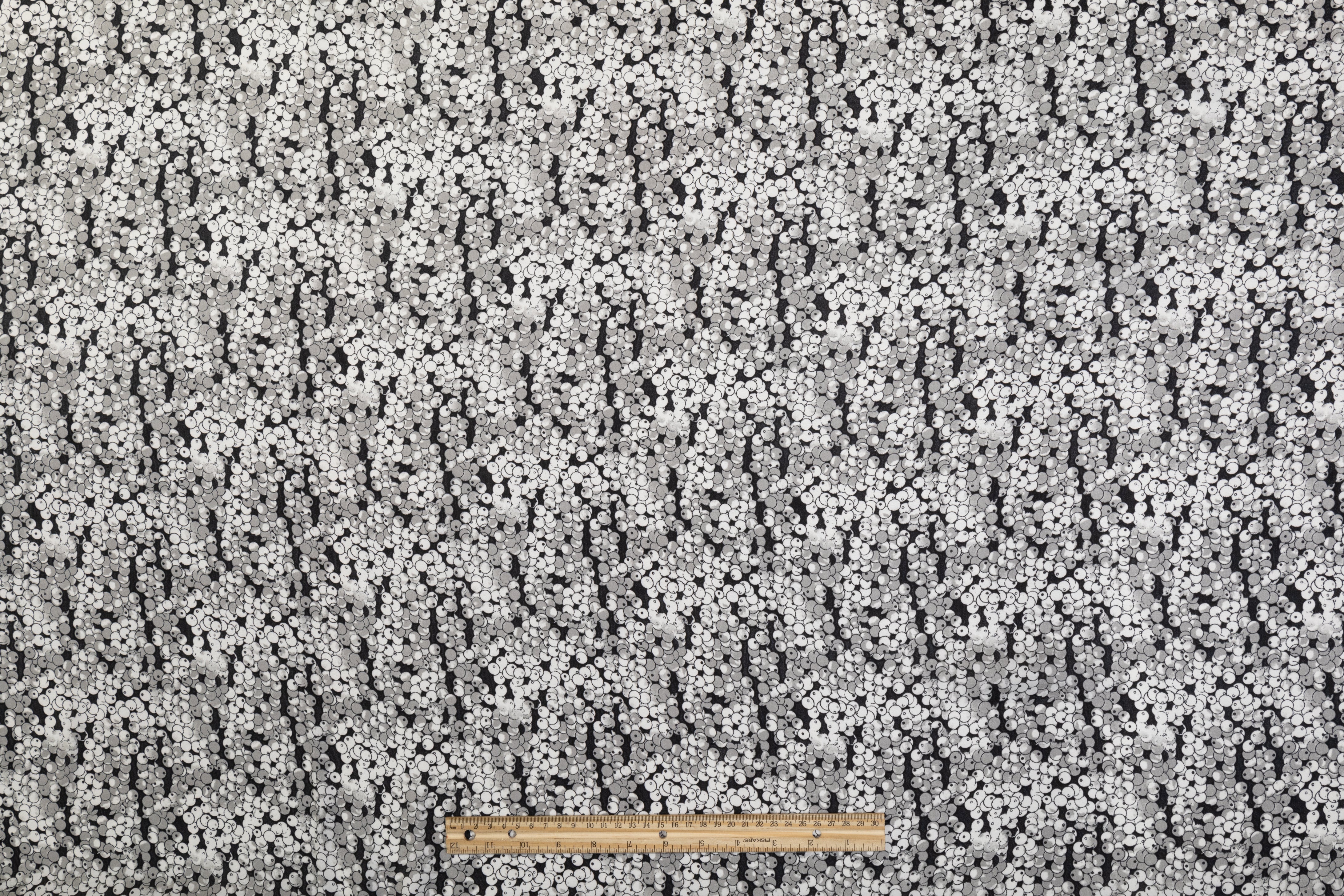 Black and Gray Polyester Charmeuse