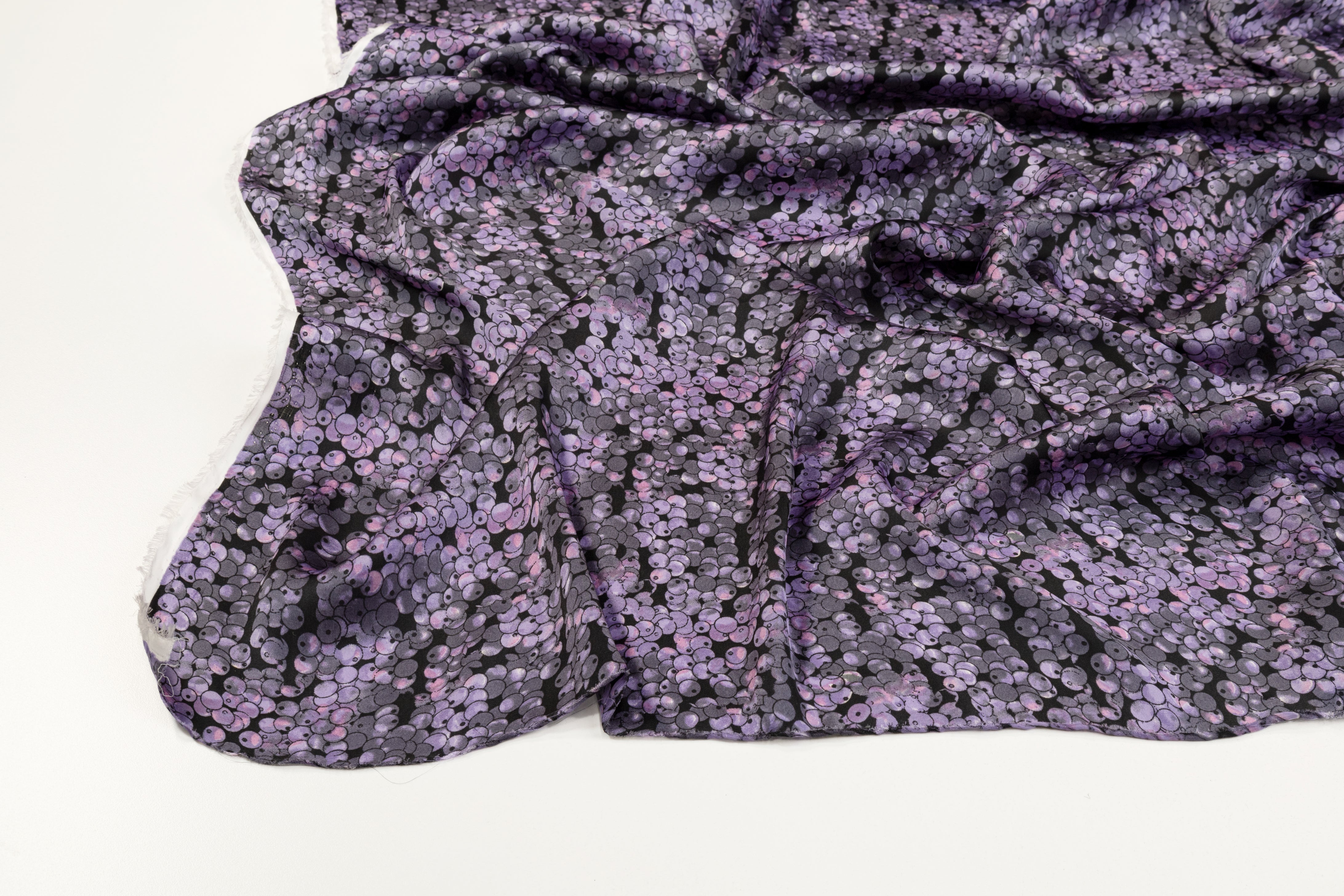 Purple, Gray, and Black Polyester Charmeuse