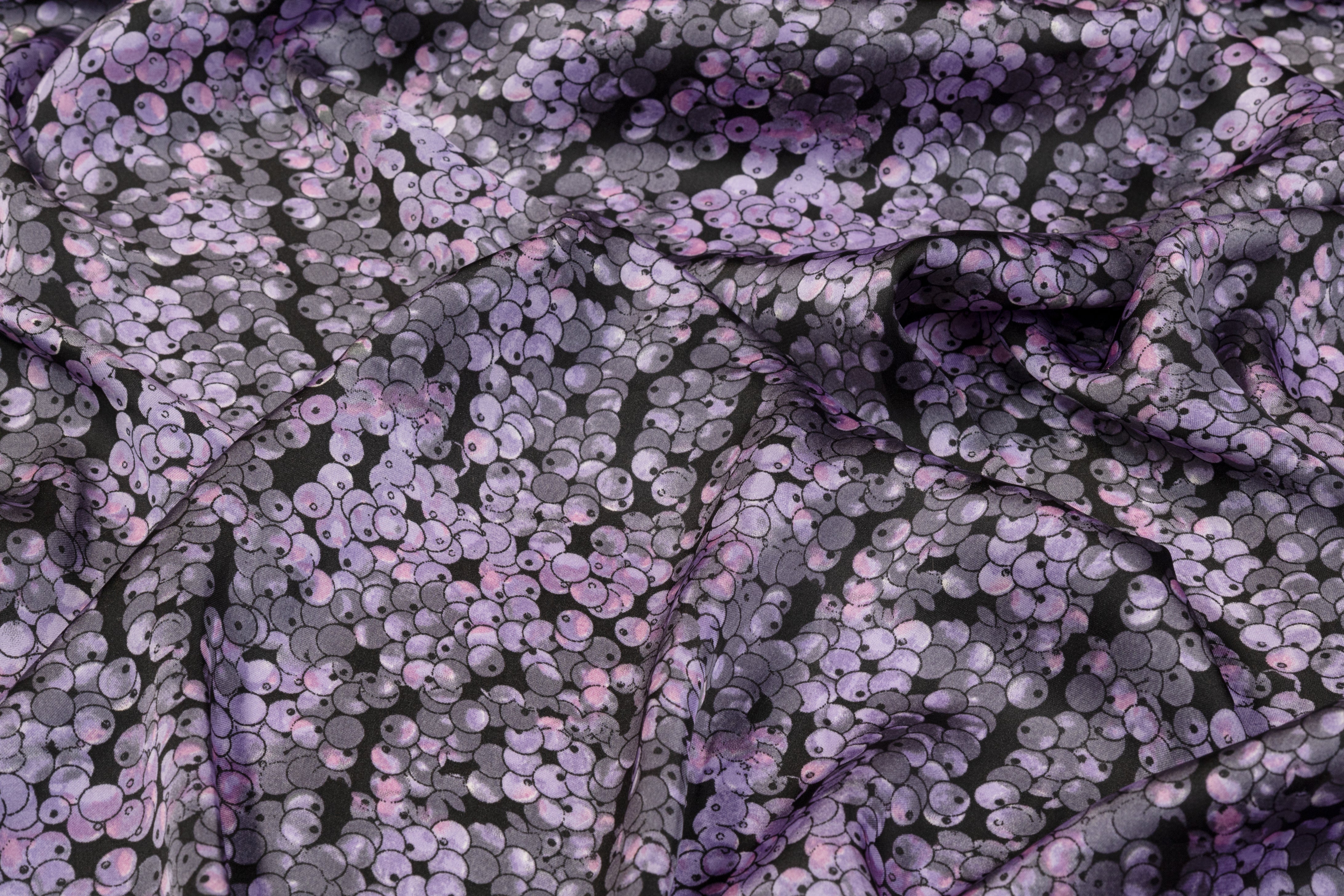 Purple, Gray, and Black Polyester Charmeuse