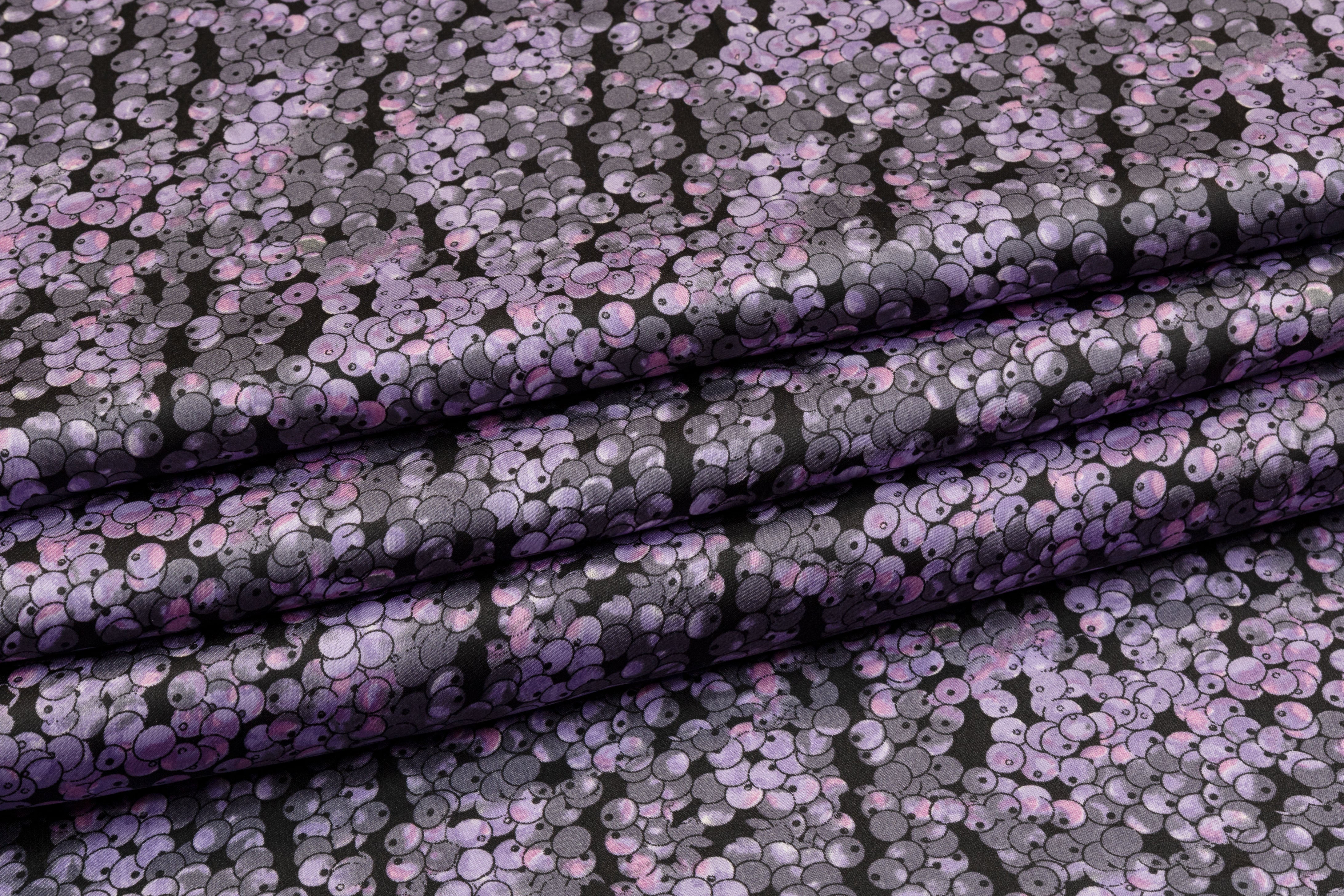 Purple, Gray, and Black Polyester Charmeuse