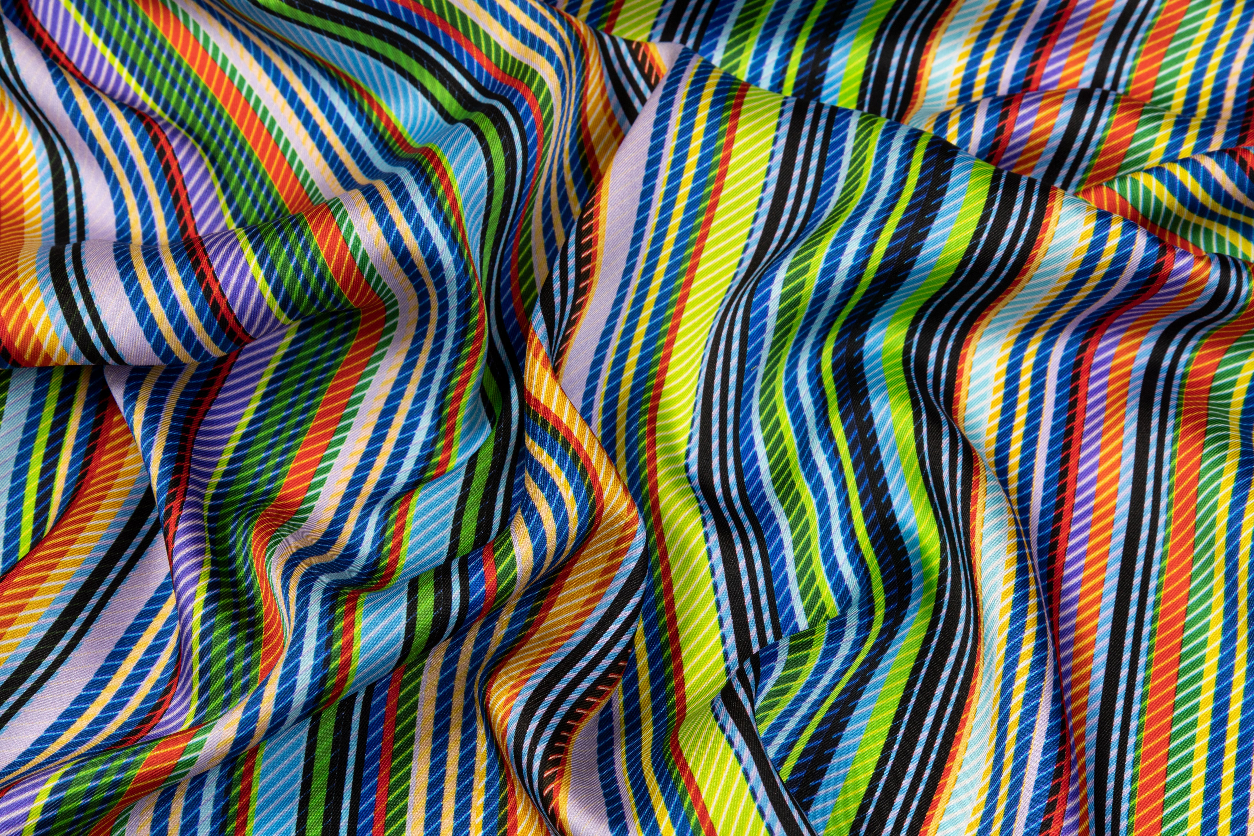 Striped Polyester Charmeuse - Multicolor