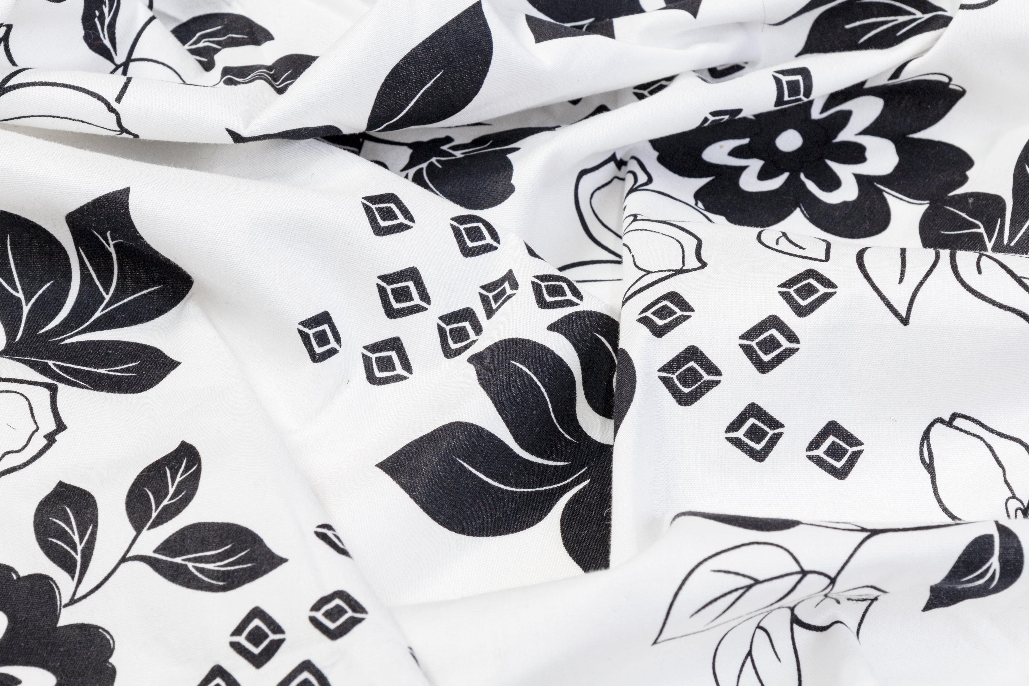 Floral Cotton - Black and White
