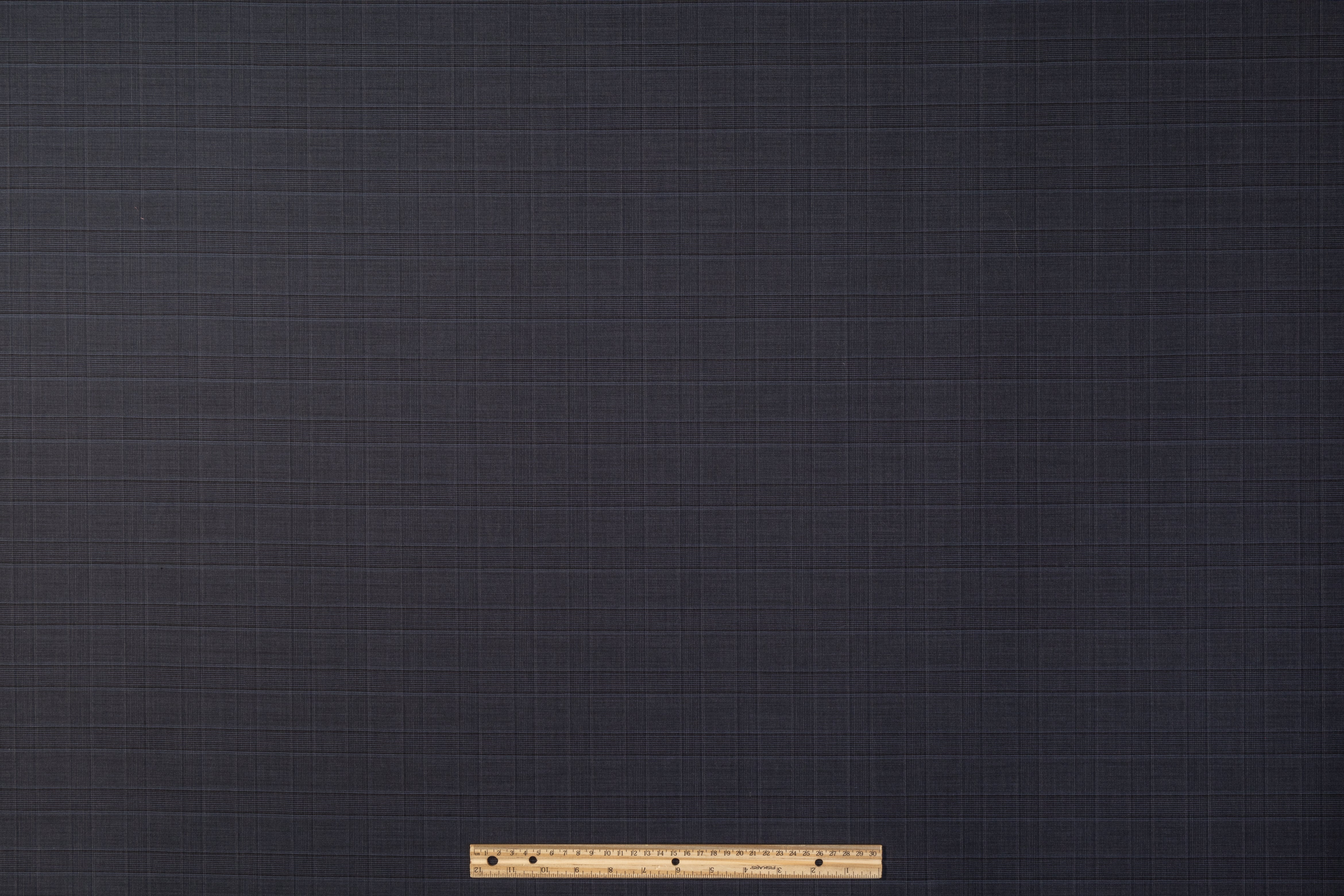 Glen Check Italian Wool Suiting - Dark Navy