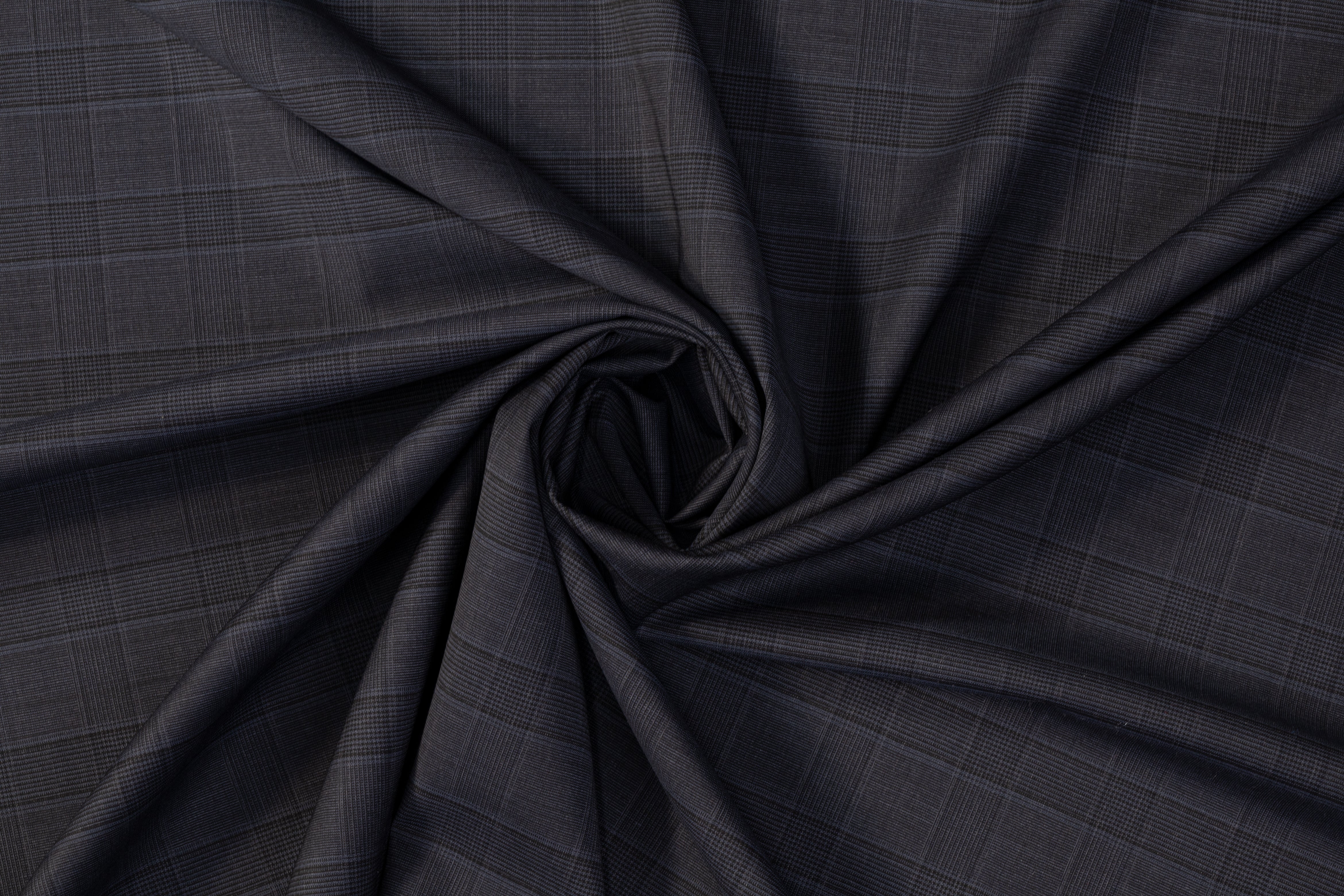 Glen Check Italian Wool Suiting - Dark Navy