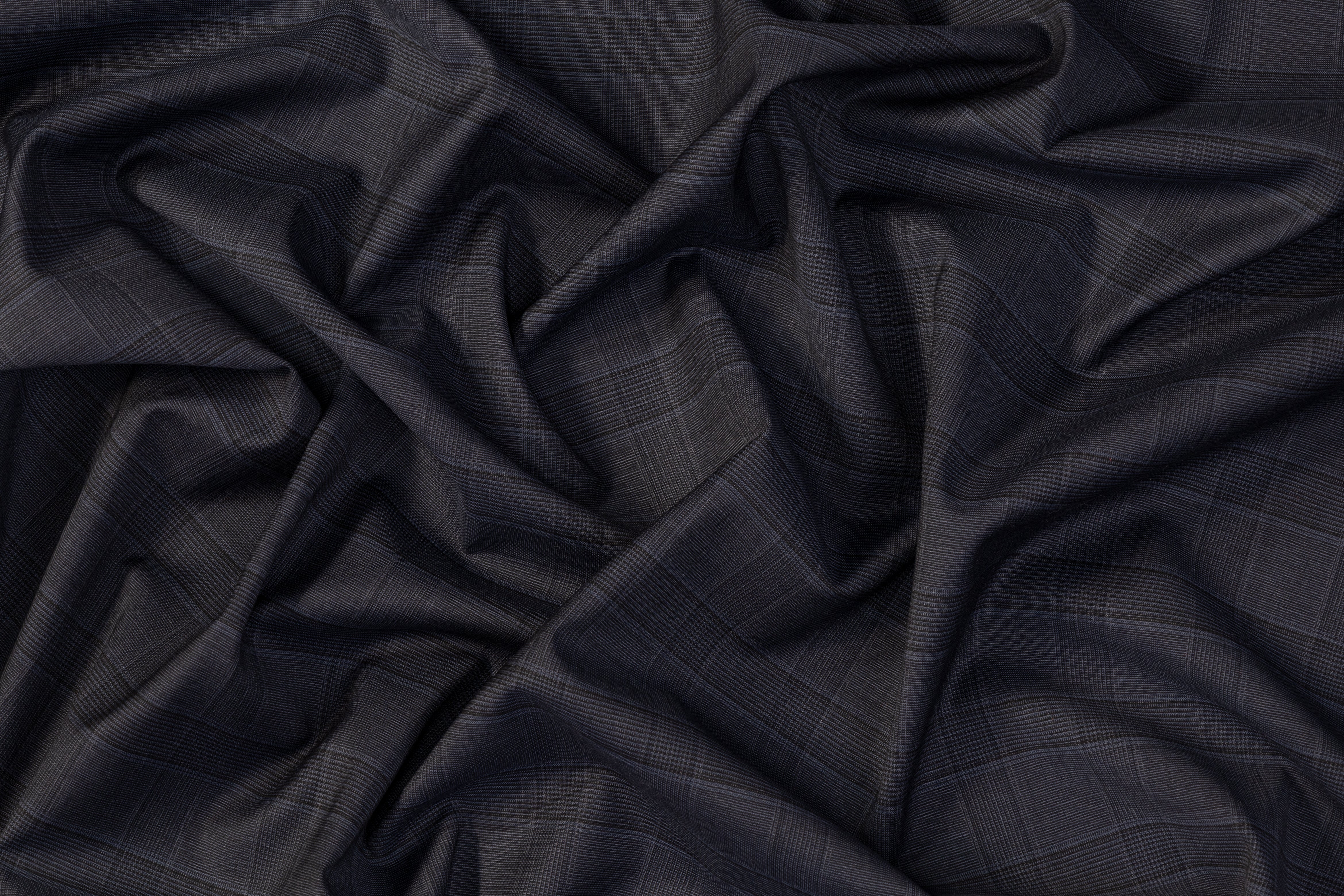 Glen Check Italian Wool Suiting - Dark Navy