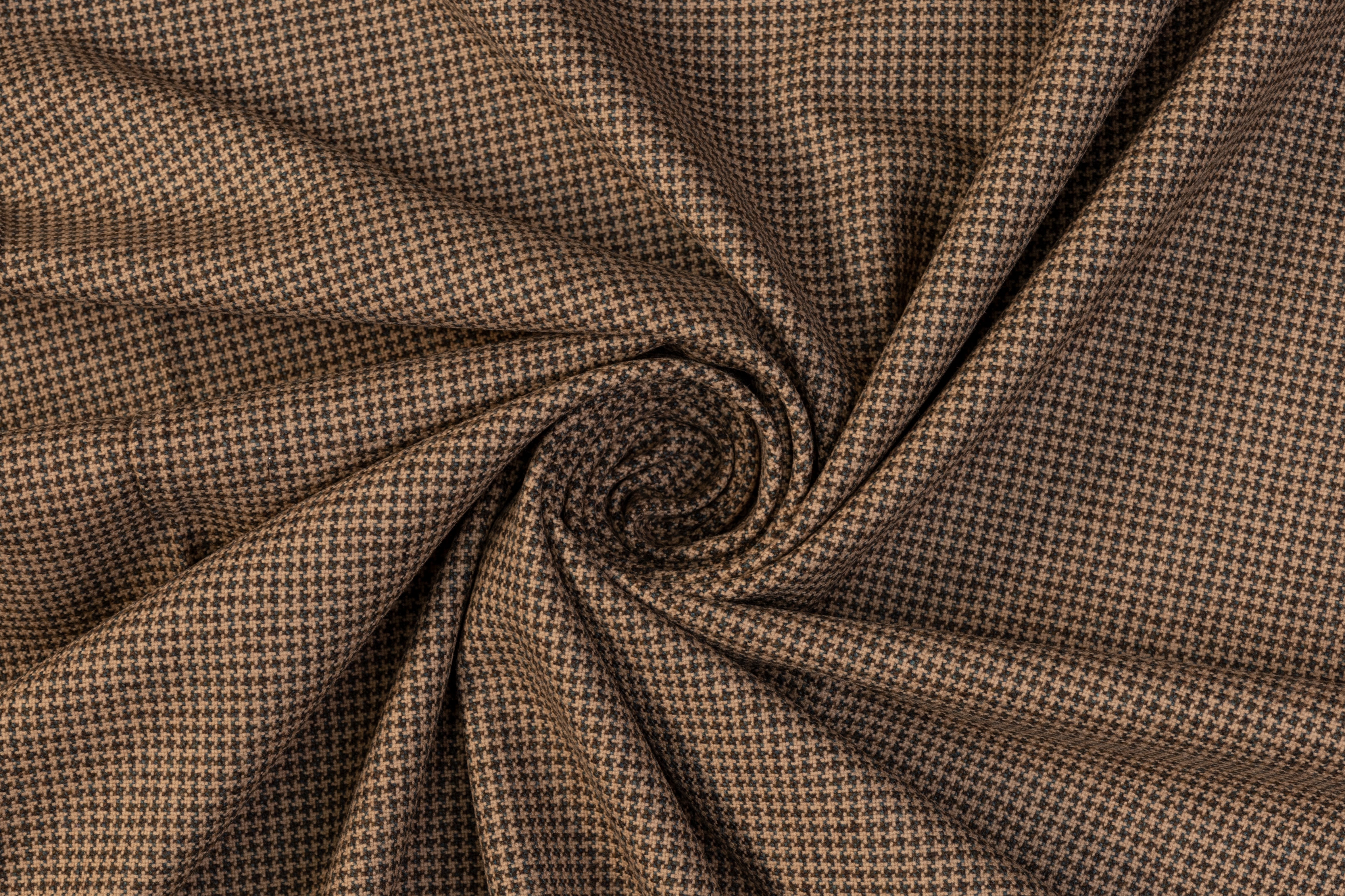 Houndstooth Italian Wool Tweed - Brown