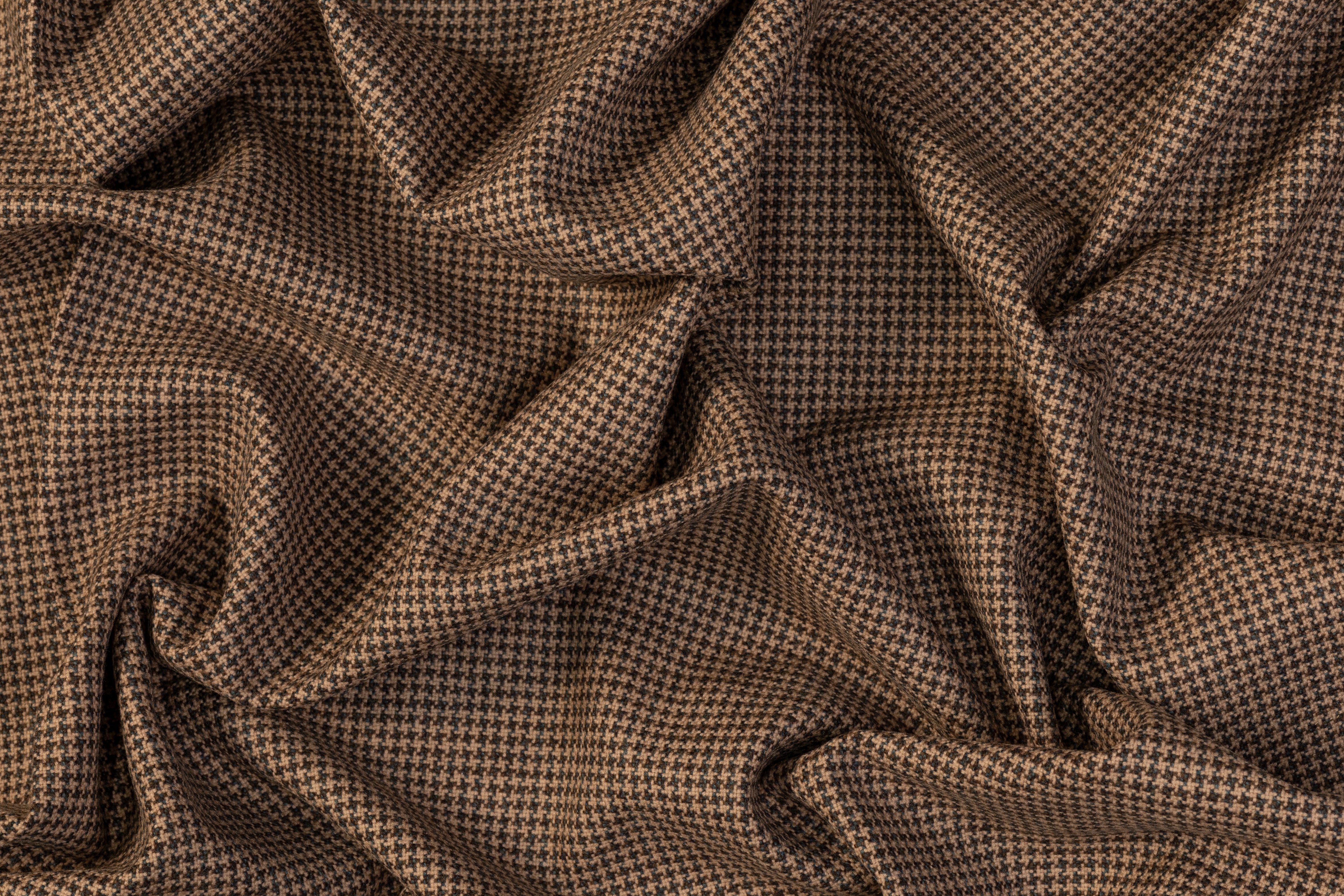 Houndstooth Italian Wool Tweed - Brown