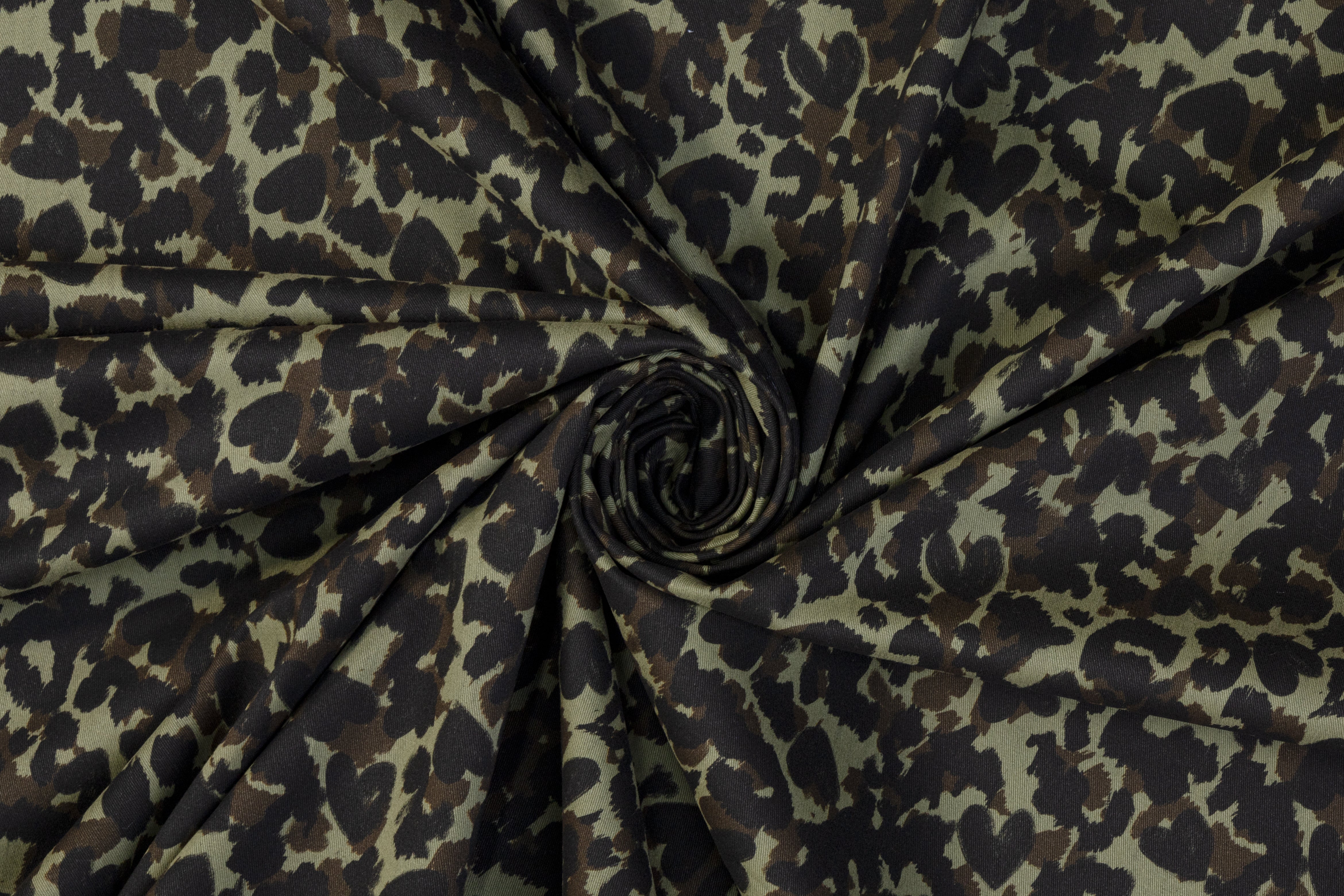 Heart Camo Italian Cotton Denim - Khaki and Black