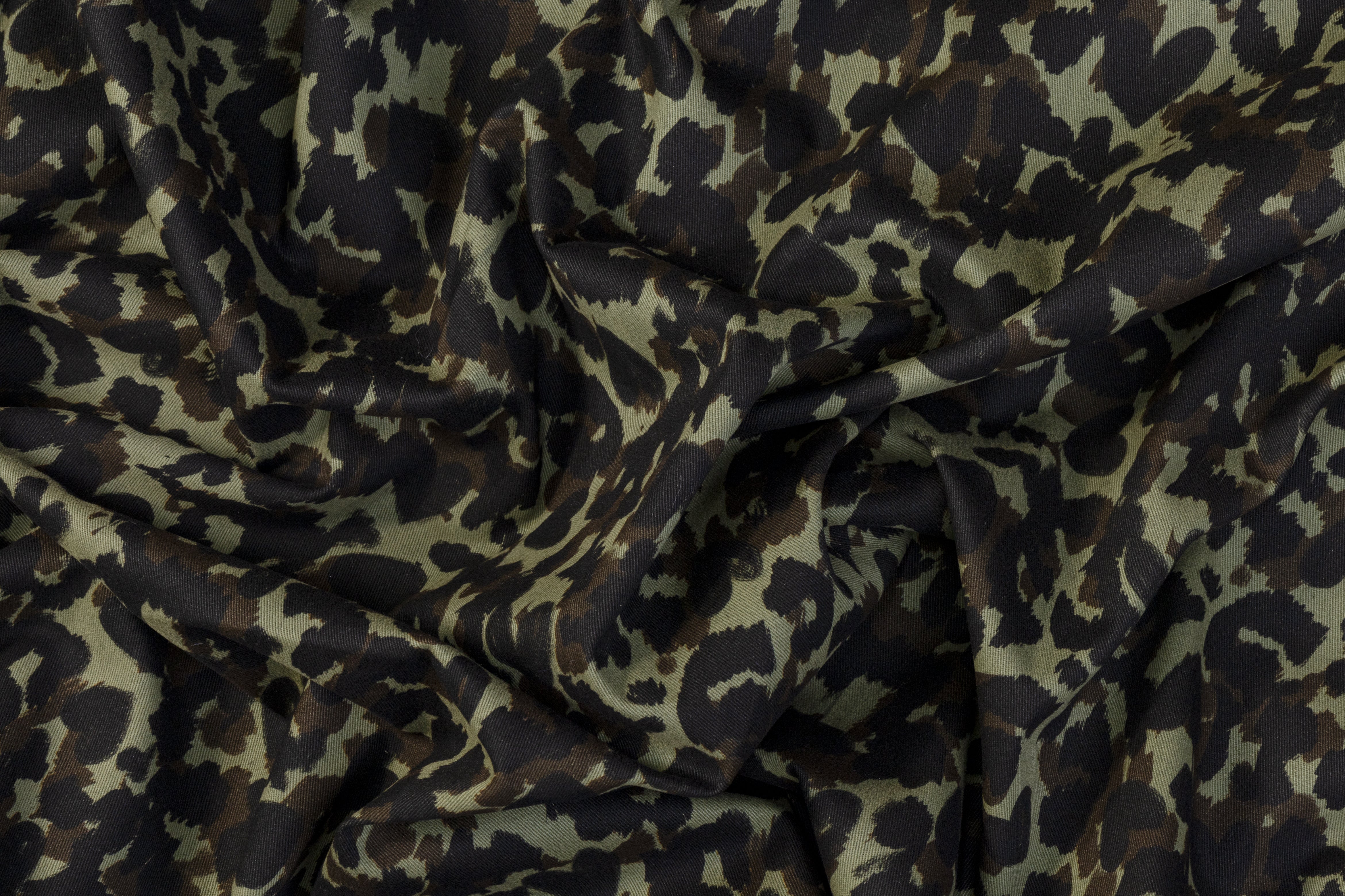 Heart Camo Italian Cotton Denim - Khaki and Black