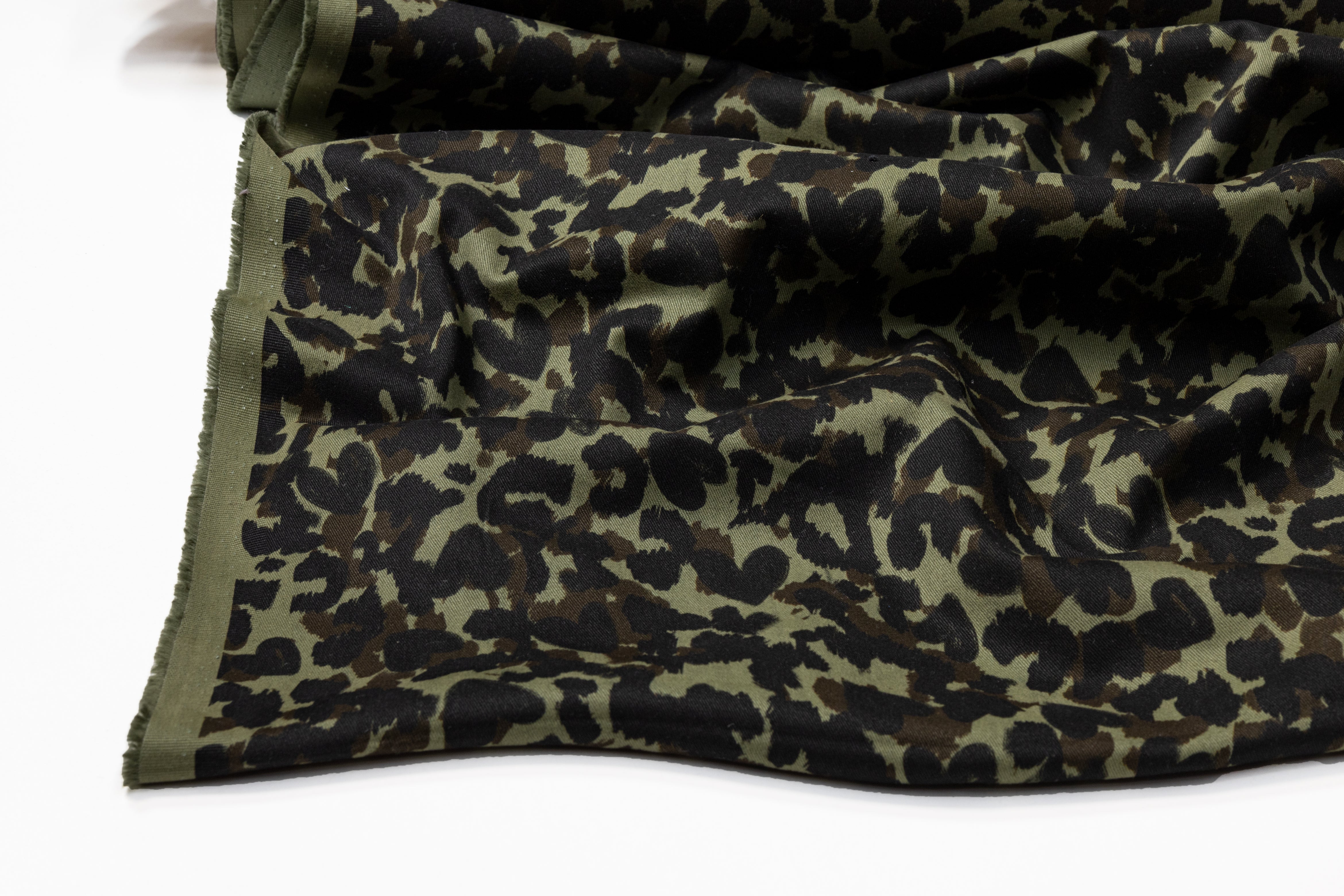 Heart Camo Italian Cotton Denim - Khaki and Black