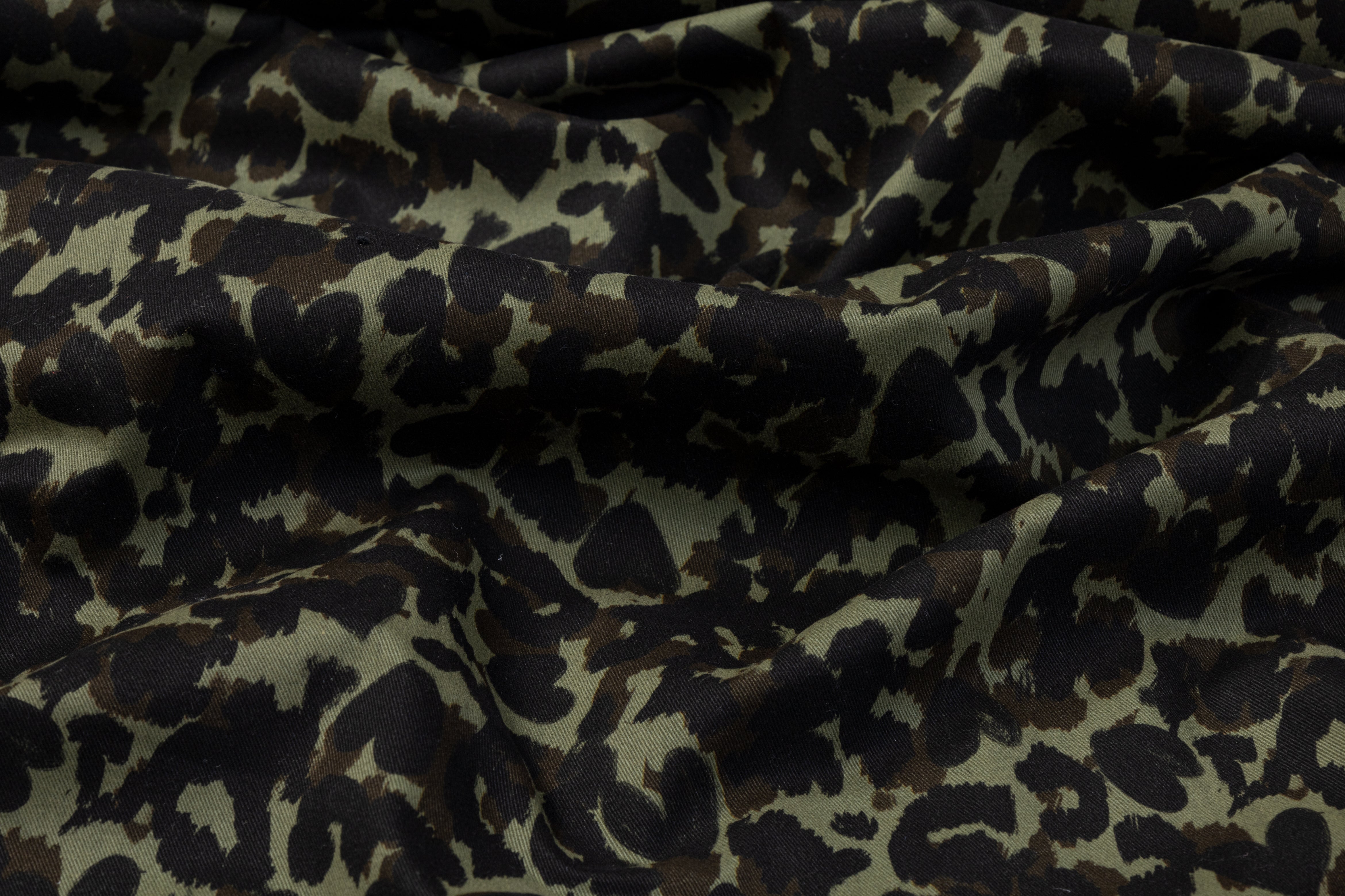 Heart Camo Italian Cotton Denim - Khaki and Black