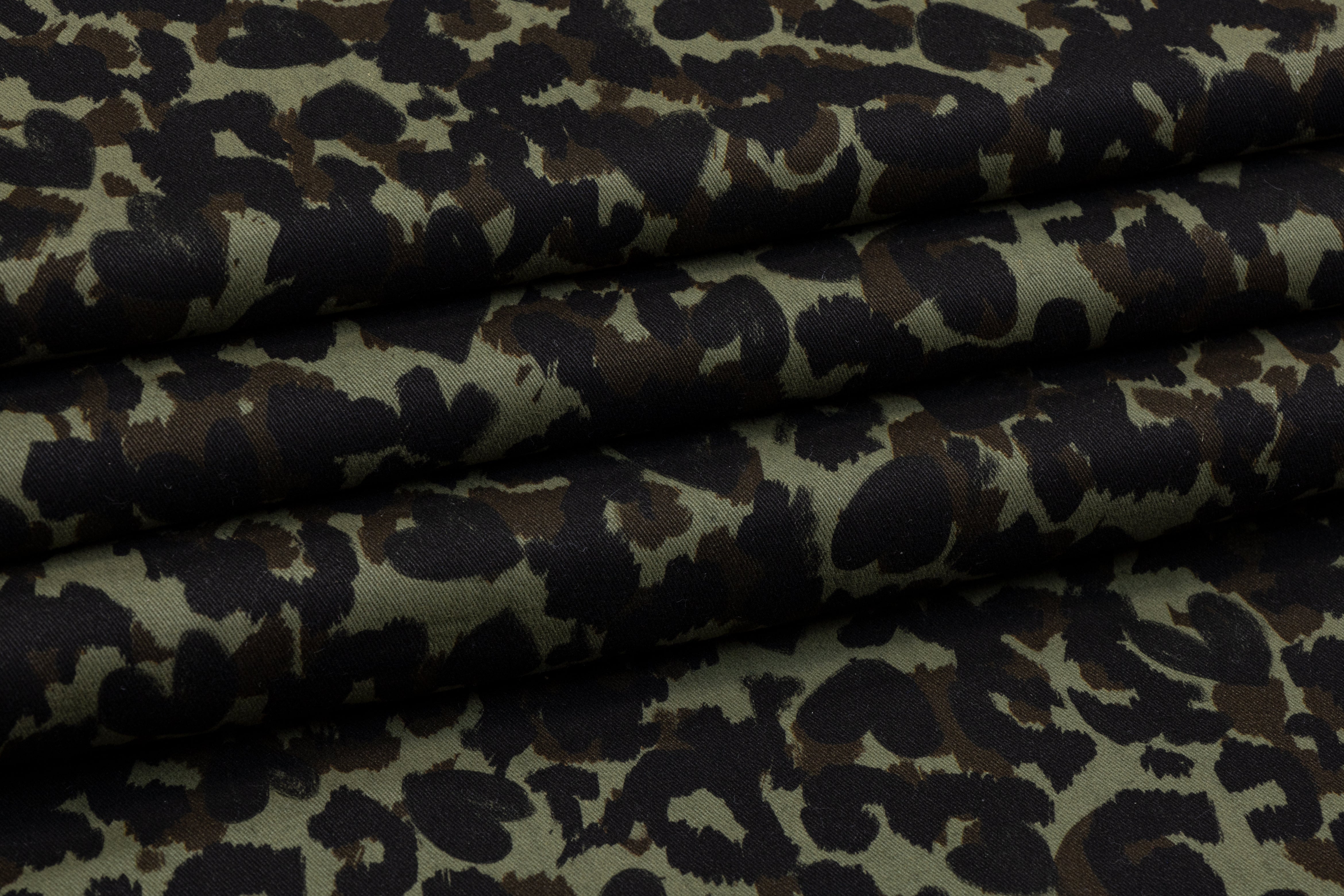 Heart Camo Italian Cotton Denim - Khaki and Black