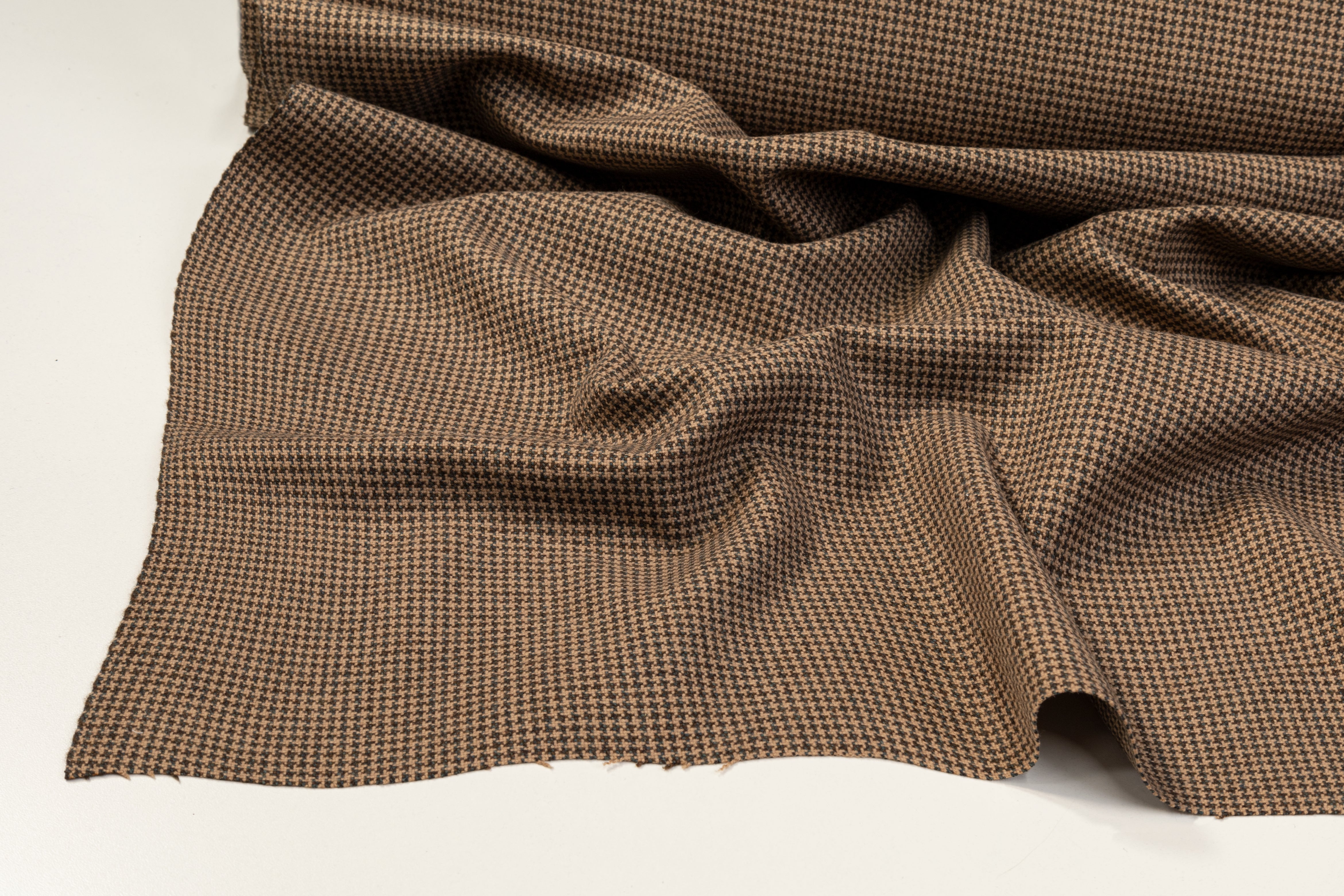 Houndstooth Italian Wool Tweed - Brown